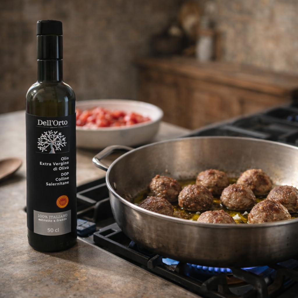 Dell'Orto PDO Colline Salernitane Extra Virgin Olive Oil (500ml) | Protected Designation of Origin | NYIOOC Gold 2025 | Artisan Crafted Cold Pressed Olive Oil, Campania | Harvest Date | 16.9 fl oz