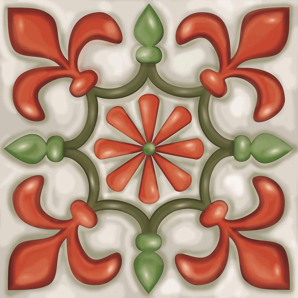 Traditional Spanish Tile transfers Stickers Peel and Stick backsplash Room Decor Wall Art self Adhesive Vintage Victorian Moroccan Mosaic (Spanish 8) Pack of 10