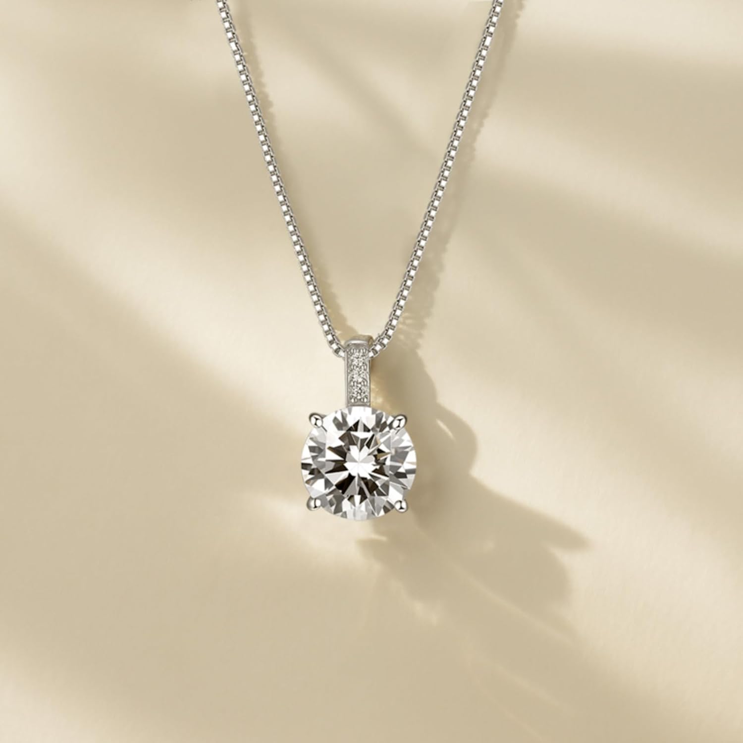 MISS MIMI Solitaire Cubic Zirconia Necklace for Women, 1–3 CT Round,Heart,Princess Cut CZ Options, Bezel or Prong Set in 925 Sterling Silver, Adjustable 16–20" Minimalist Everyday Jewelry - Image 6