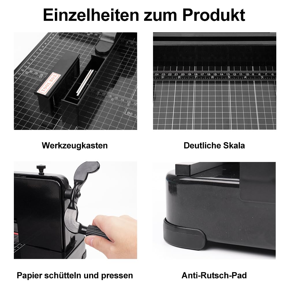 Taglierina impilabile professionale A4, ghigliottina, 400 fogli, taglierina impilabile Heavy Duty con doppia protezione di sicurezza per tagliare carta, pelle, PVC, tessuto non tessuto