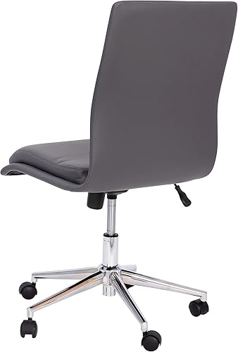Miniatura 8 de Flash Furniture Madigan - Silla de oficina Task  Lujosa tapicería gris LeatherSoft  Acolchado medio respaldo y asiento  Base cromada ajustable en