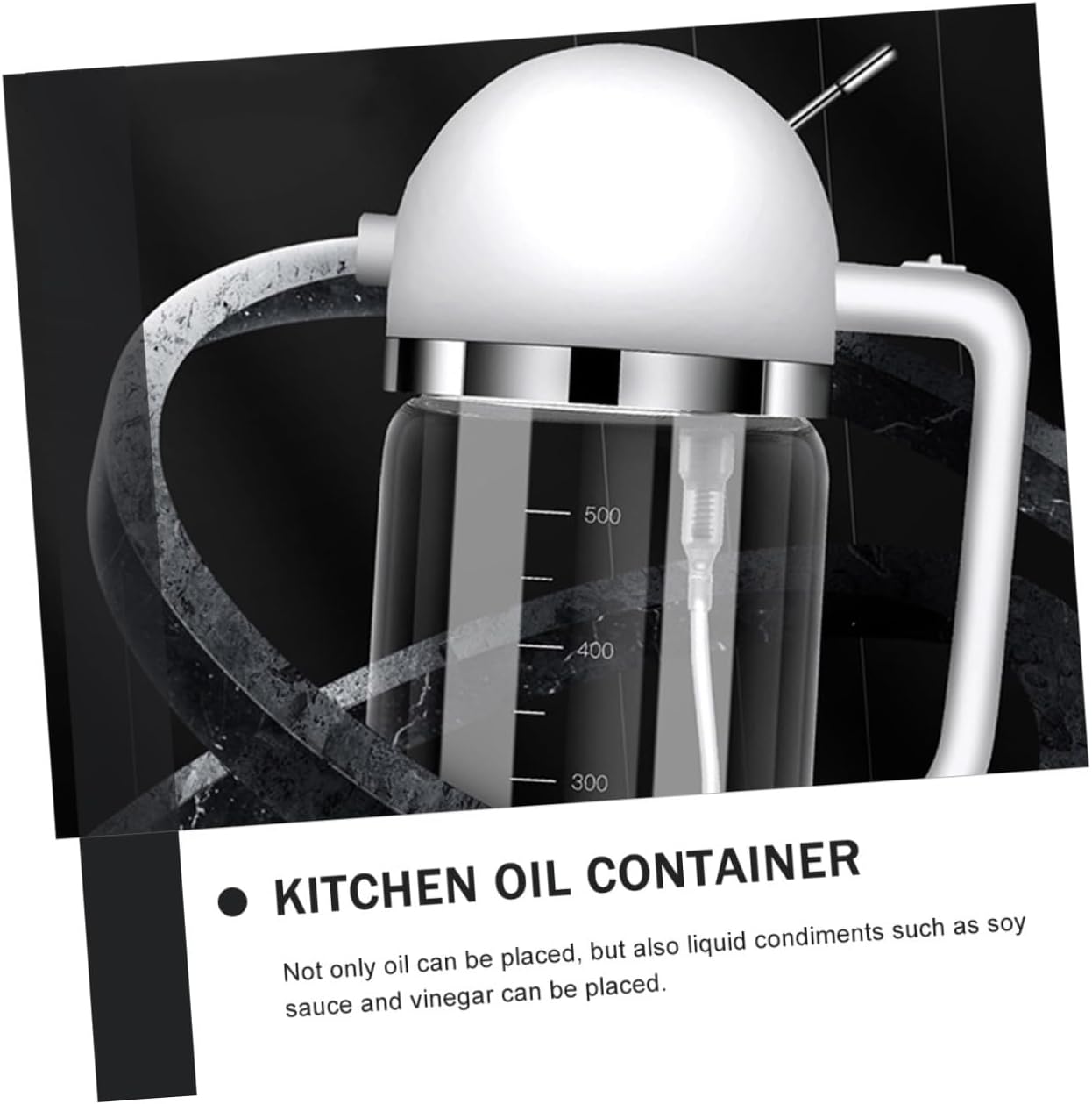 Automatic Glass Oil Sprayer Bottle with Press-open Lid, 350ml Cooking Oil and Vinegar Dispenser for Kitchen Use, White Elegant Design