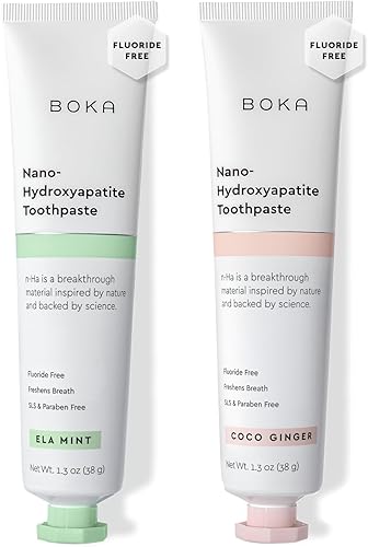 Boka Pasta de Dientes Sin Flúor, Pasta de Dientes de Nano Hidroxiapatita, Apropiada para Dientes Sensibles - para Adultos, Cuidado Bucal para Niños