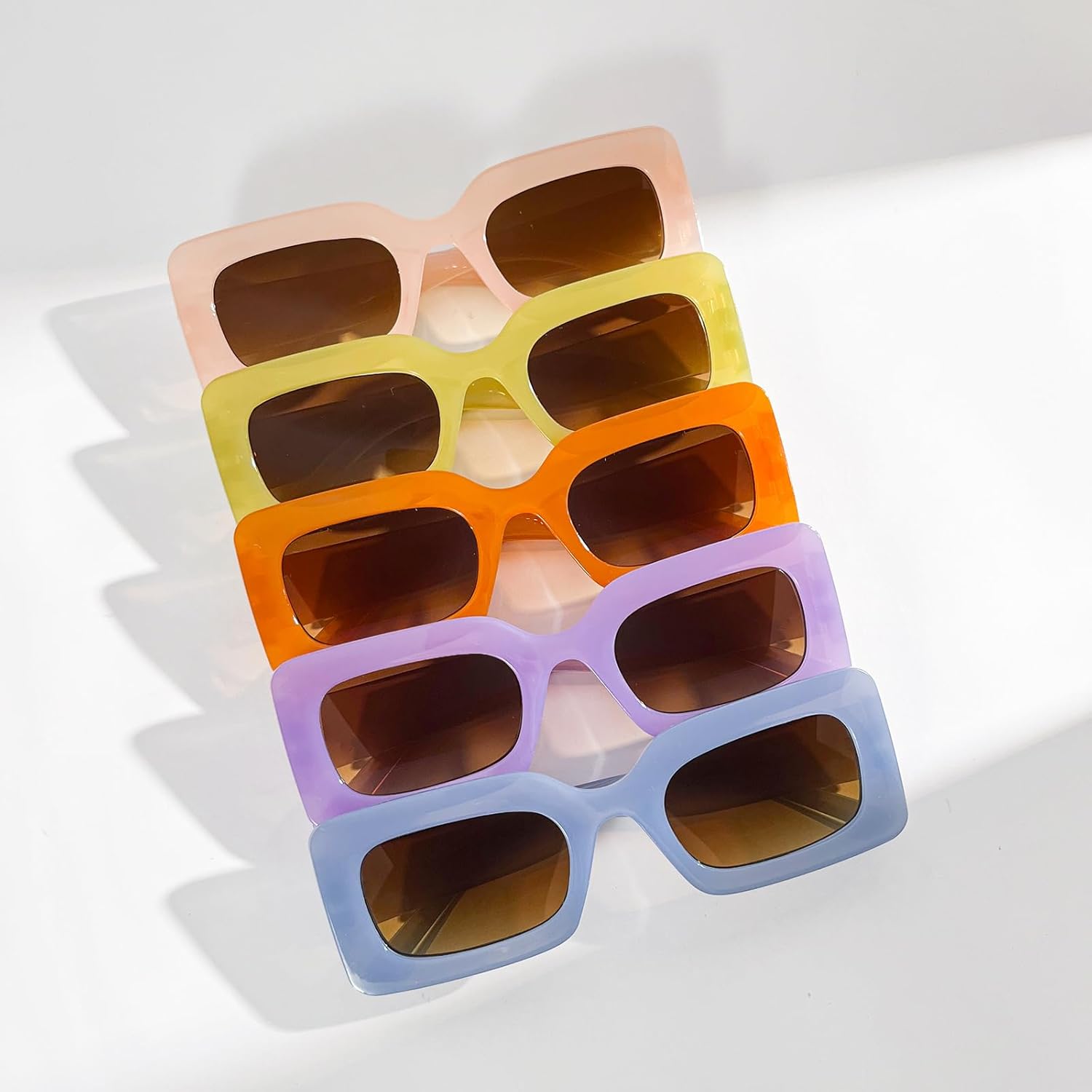 10/20 Pack Retro Narrow/Chunky Rectangle Sunglasses for Women Men 90s Trendy Aesthetic Y2K Square Party Glasses - Image 4