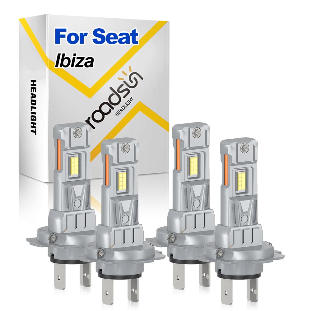 Bombillas LED H7 para Faro Delantero, 20000LM, 6000K Luz Blanca, 12V, H7 Luz de carretera y luz de cruce, Bombillas LED para conducción nocturna, For Seat Ibiza 2017-2022
