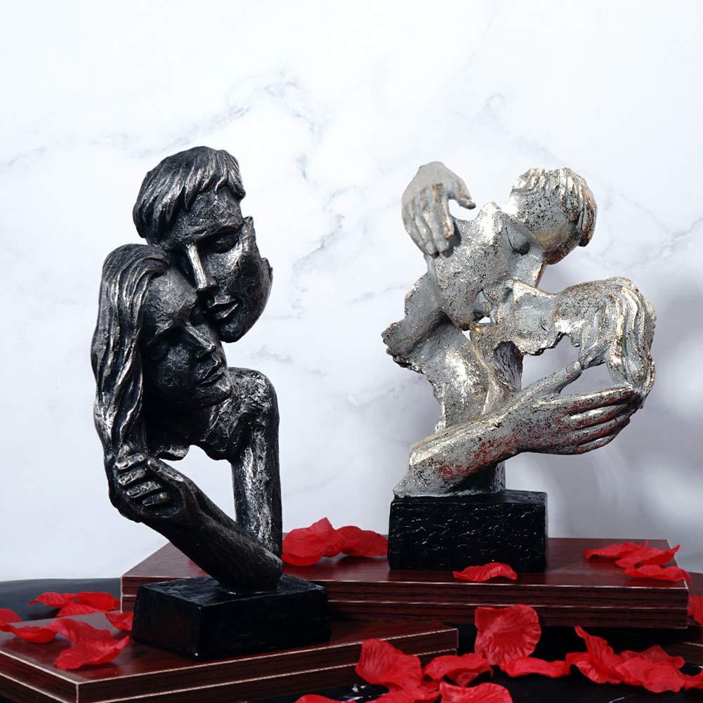 Statue di Coppia e Statuette per la Decorazione Domestica, Abbraccio/Bacio Sculture Ornamenti, Anniversario/Matrimonio/Fidanzamento/Decorazione Romantica,A