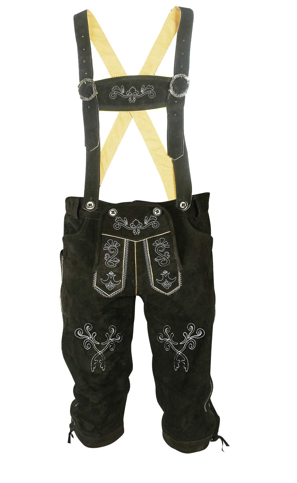 ALL THE GOOD Herren Trachten Set Lederhose mit Trägern + Trachten Hemd Bayerische Oktoberfest (Hose + Hemd) SLB02