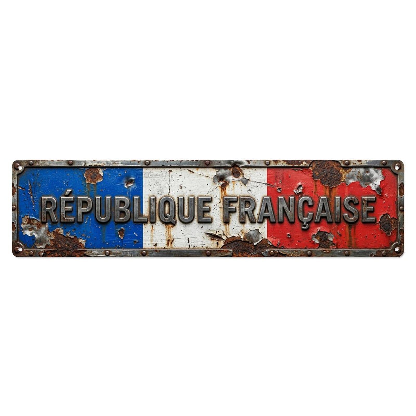 France Flag Industrial Seal Metal Tin Skinny Sign Plaque Wall Decor for Cafe, Club Bar, Office, Home Garden Metal Poster 4x16Inch