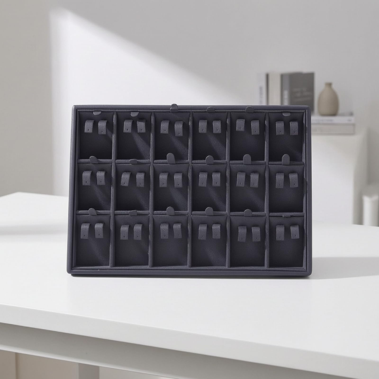 Vassoio Porta Gioielli Vassoio Espositore Organizer Contenitore Supporto con Struttura Schermata E Interno Effetto Velluto per Presentazione Ordinata, style to 2
