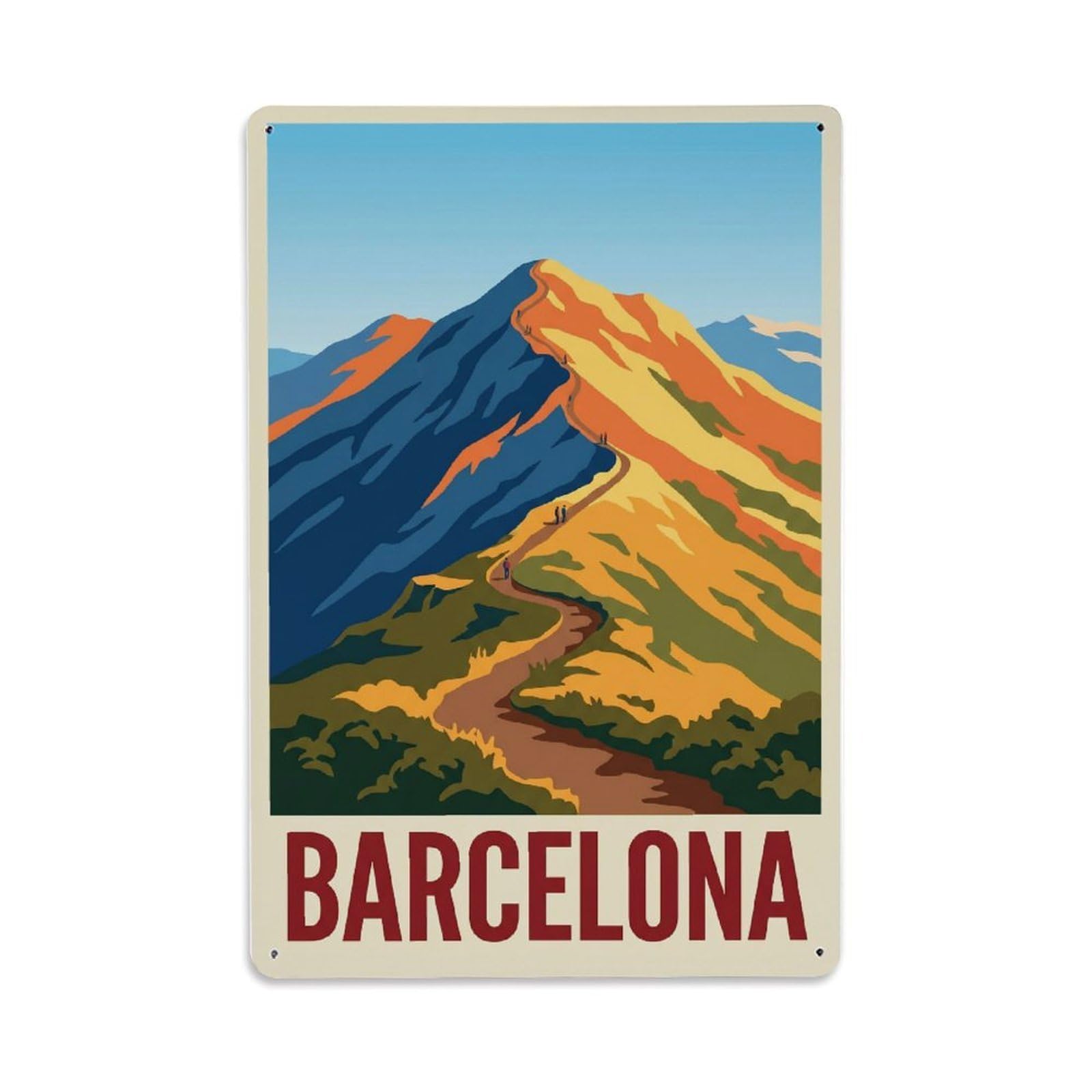 Vintage Travel Ridge Spain Mountain Metal Tin Sign Plaque Wall Decor for Cafe, Club Bar, Office, Home Garden Metal Poster 8x12Inch