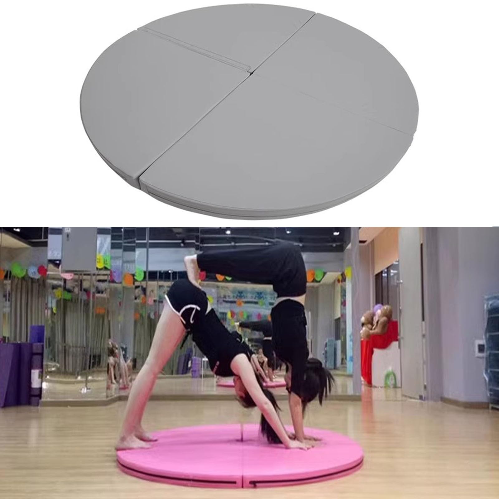 Foldable Exercise and Dance Pole Crash Mat 4ft 5ft 6ft Circular Dacing Pole Cushion for Fitness Inversion Yoga
