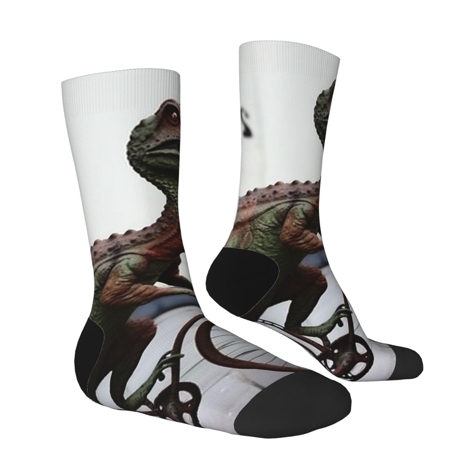 LZQPOEAS Dinosaur Bicycle Athletic Socks Unisex Cushioned Crew Socks Hiking Running Calf Sock Soft Above Ankle Sock