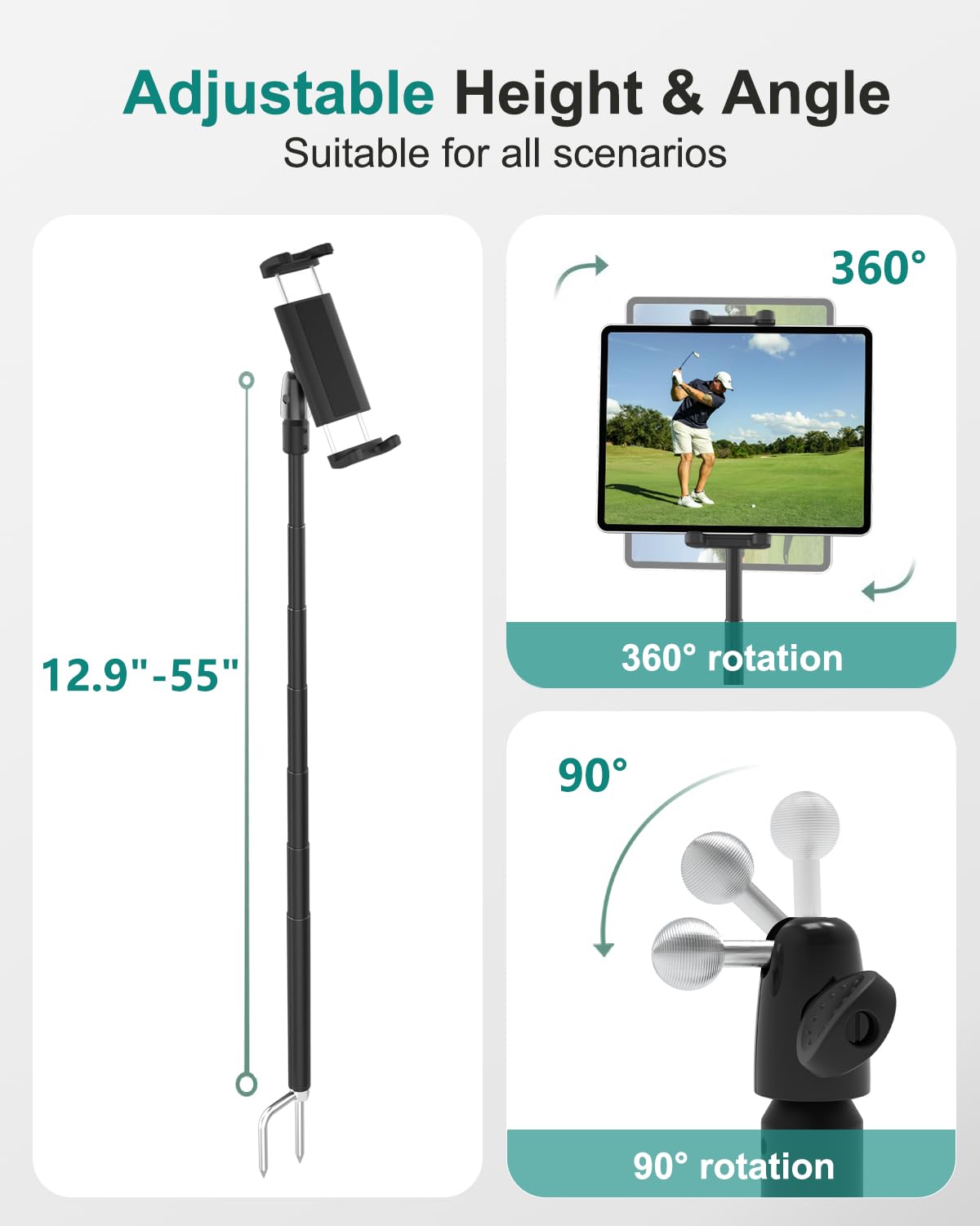CANHET Golf Monopod Stick, Golf Tablet Holder for 4-13