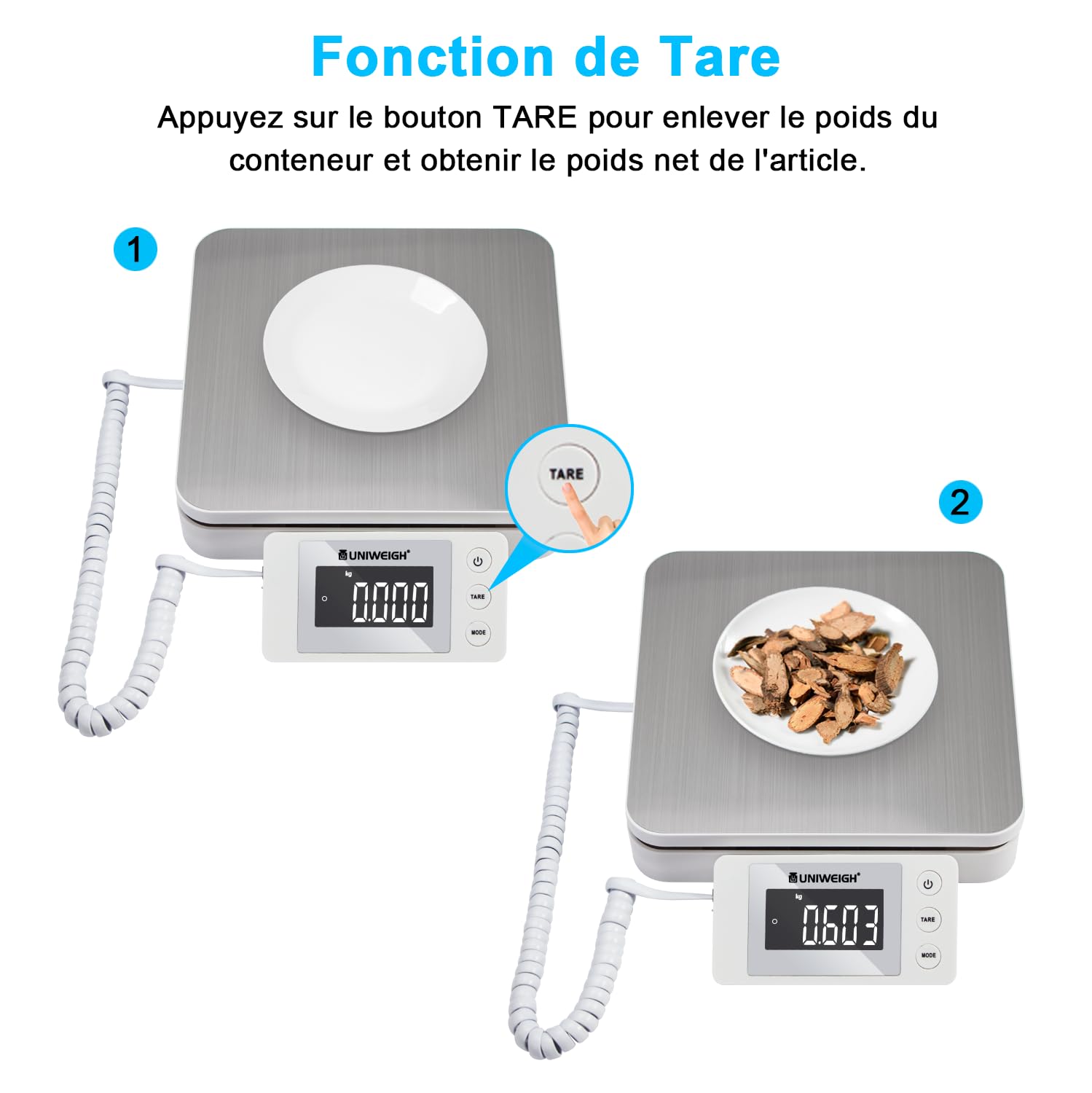 Balance postale numérique UNIWEIGH 88lb/0.1oz avec tare et affichage LCD pour colis et petites entreprises