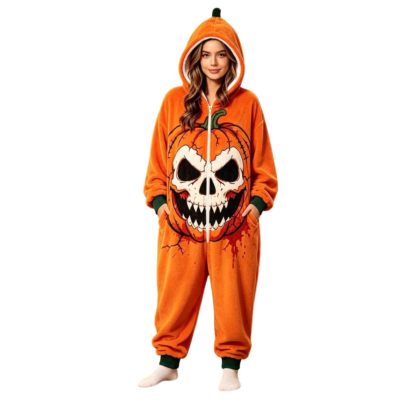 Elegante tuta di Halloween per adulti con vestibilità comoda, ideale per essere indossata in modo versatile, con motivo stampato, adatta per tutte le stagioni, facile da pulire a mano o in lavatrice