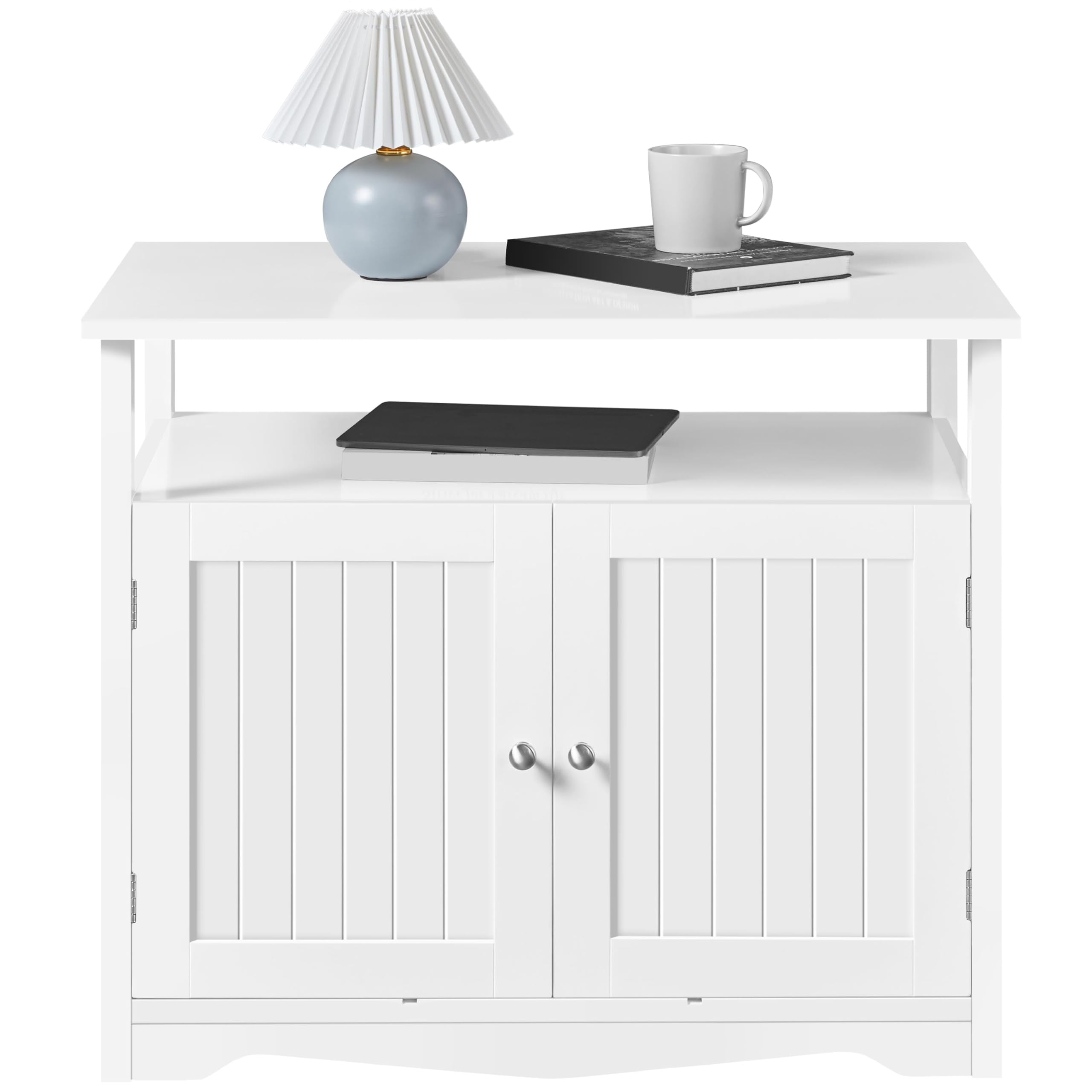 Yaheetech Cat Litter Box Enclosure, Enclosed Litter Furniture Hidden with Removable Divider, Indoor Pet House with Storage Shelf, Wooden Cat Washroom Pet Side Table Storage Cabinet