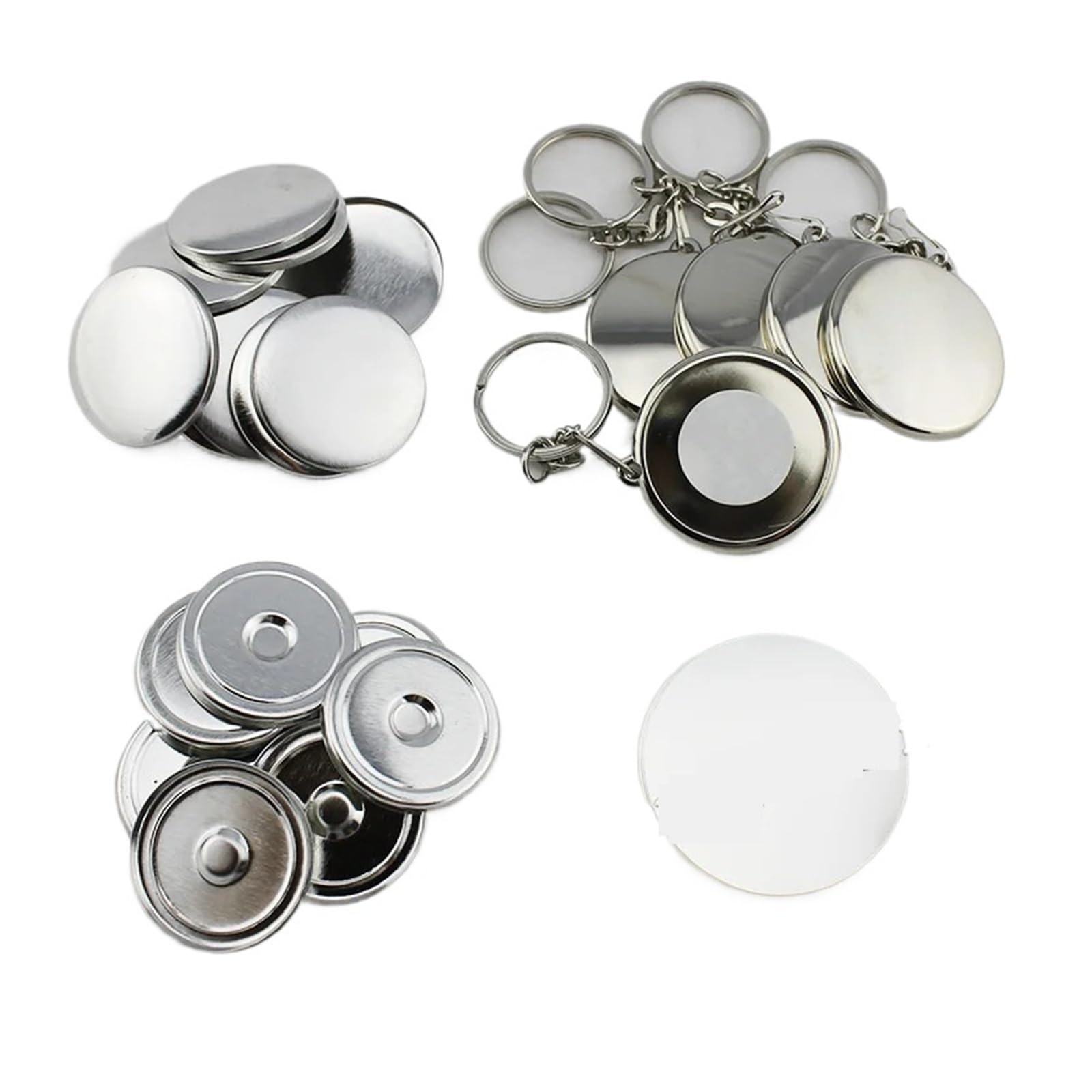 100 szt. 1-1/4" 32mm galwanizowany brelok do kluczy ze stali nierdzewnej z tylnym guzikiem materiały producenta do spersonalizowanego rękodzieła