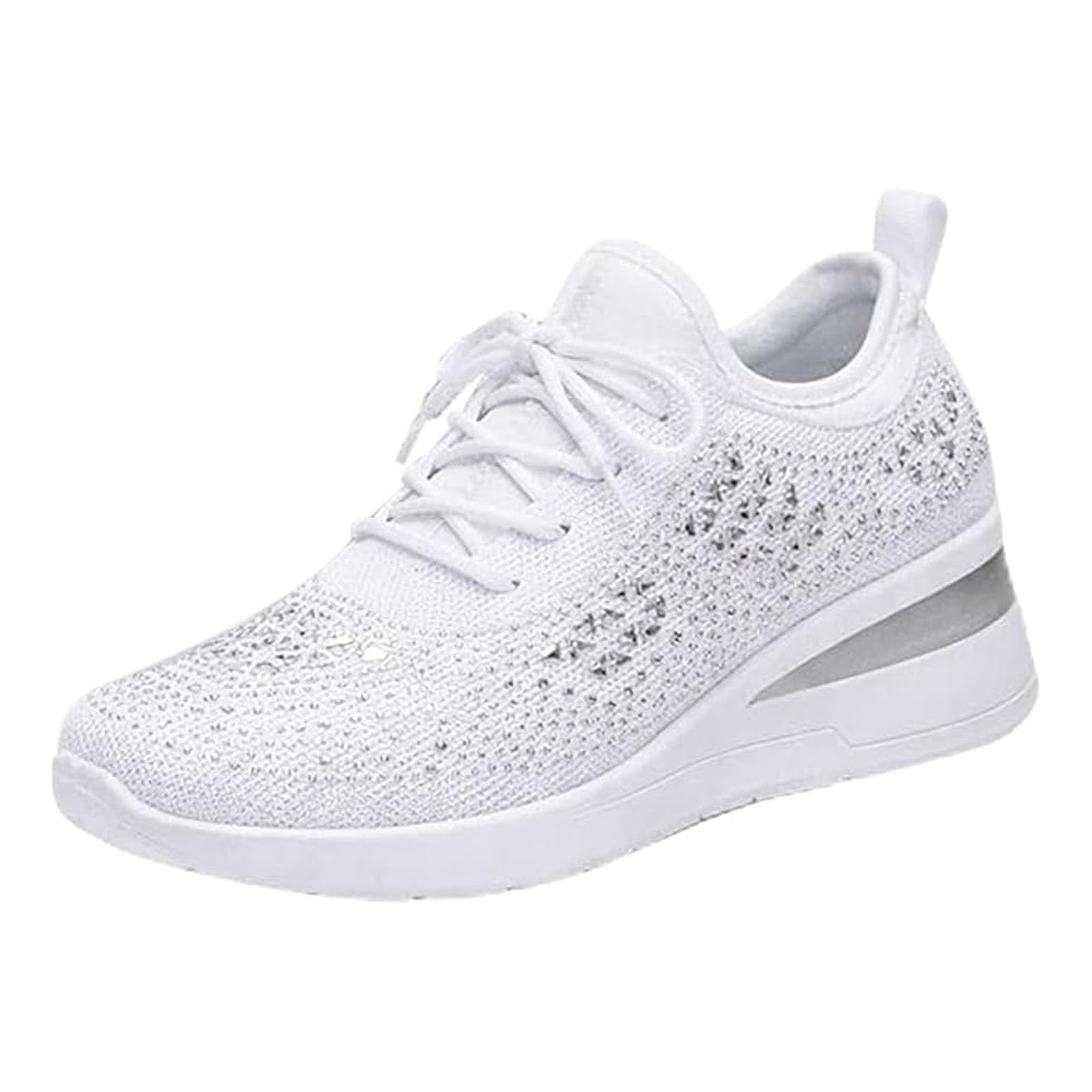 Zapatillas de cuña transpirables con diamantes de imitación para mujer