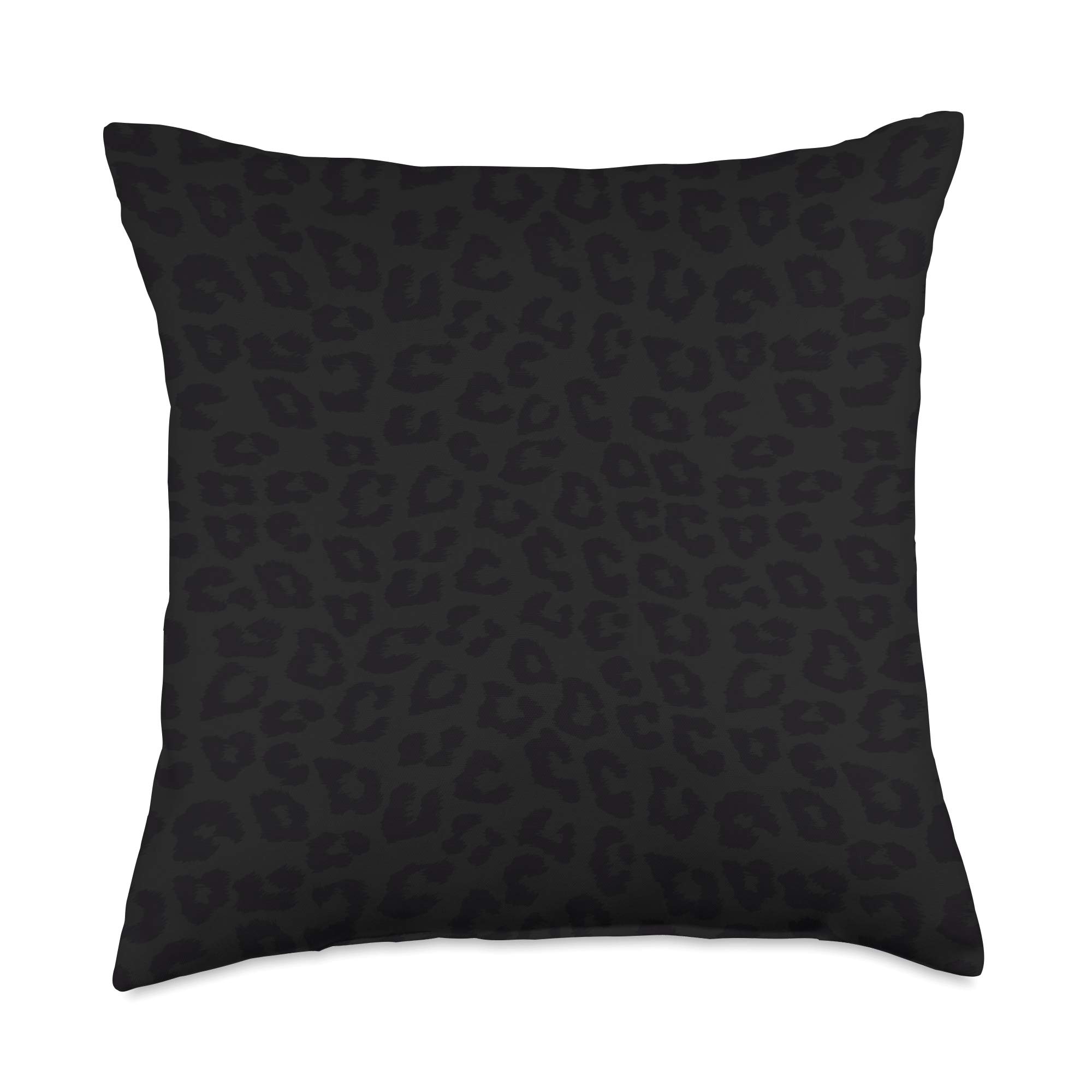 Black Leopard Print Black Cheetah Pattern Throw Pillow