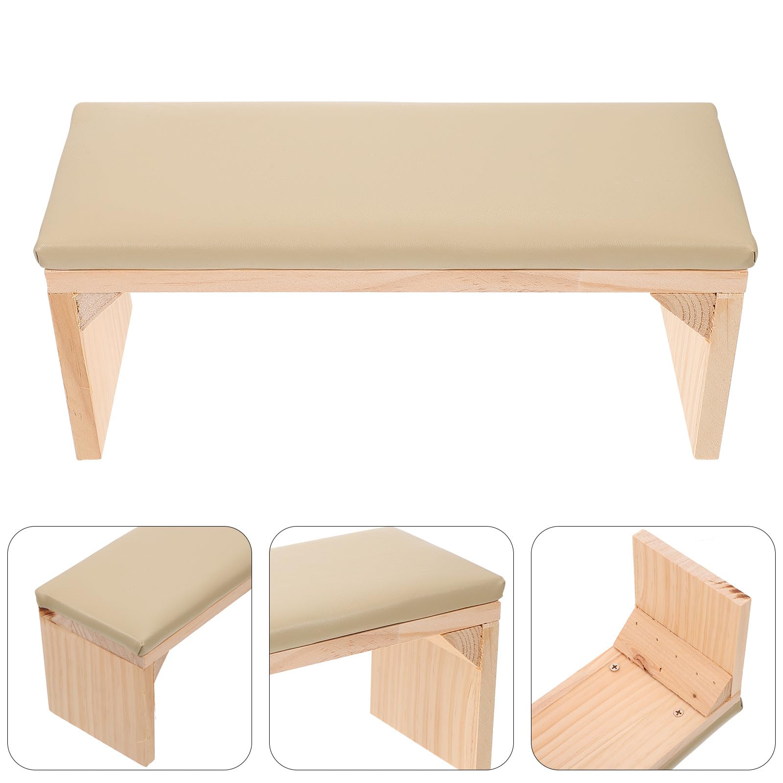 Cuscino per Mani in Legno Beige Multifunzionale per Manicure, Poggiamani Stabile per Saloni di Bellezza e Formazione Unghie
