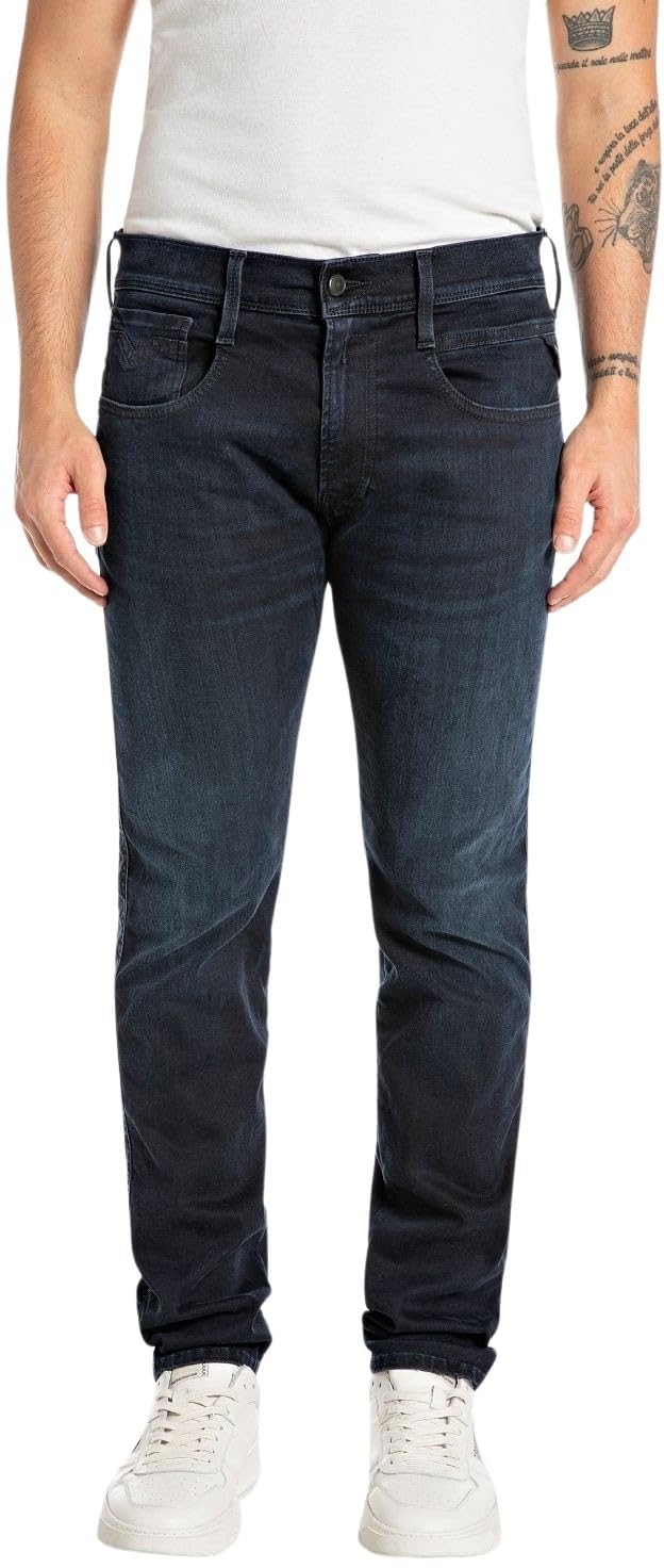 Replay Anbass Hyperflex Dust Jeans, 007 Blu Scuro, 36W x 36L Uomo