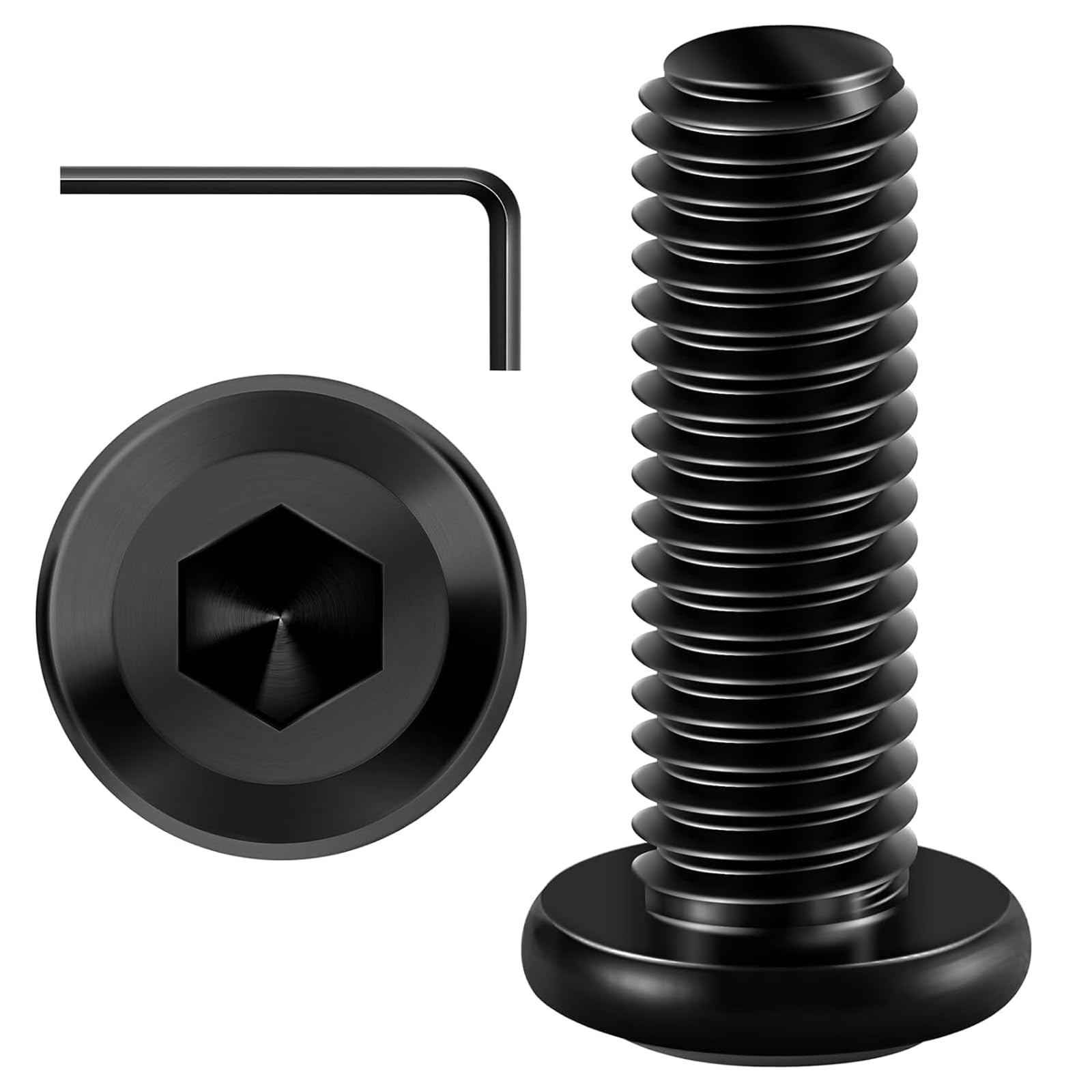 Wavanta 20Pcs M5 Bolts, M5 x 25mm Flat Head Hex Socket Cap Screws Bolts, 304 Stainless Steel Furniture Bolt Full Thread