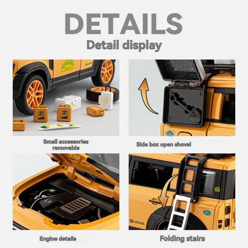 Image of Magicwand Die-Cast Zinc Alloy 1:24 Scale Camel Trophy Defender Defender Loader【Large】 with 6 Openable Doors,Lights & Music【Pack of 1】