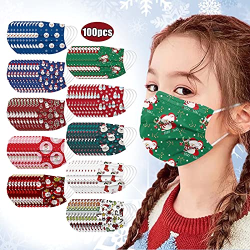 NIMIZIA 50/100 Stück Kinder Mundschutz Einweg 3-lagig Mund Nasenschutz mit Motiv,Bunt Christmas Atmungsaktiv… – Bild 3
