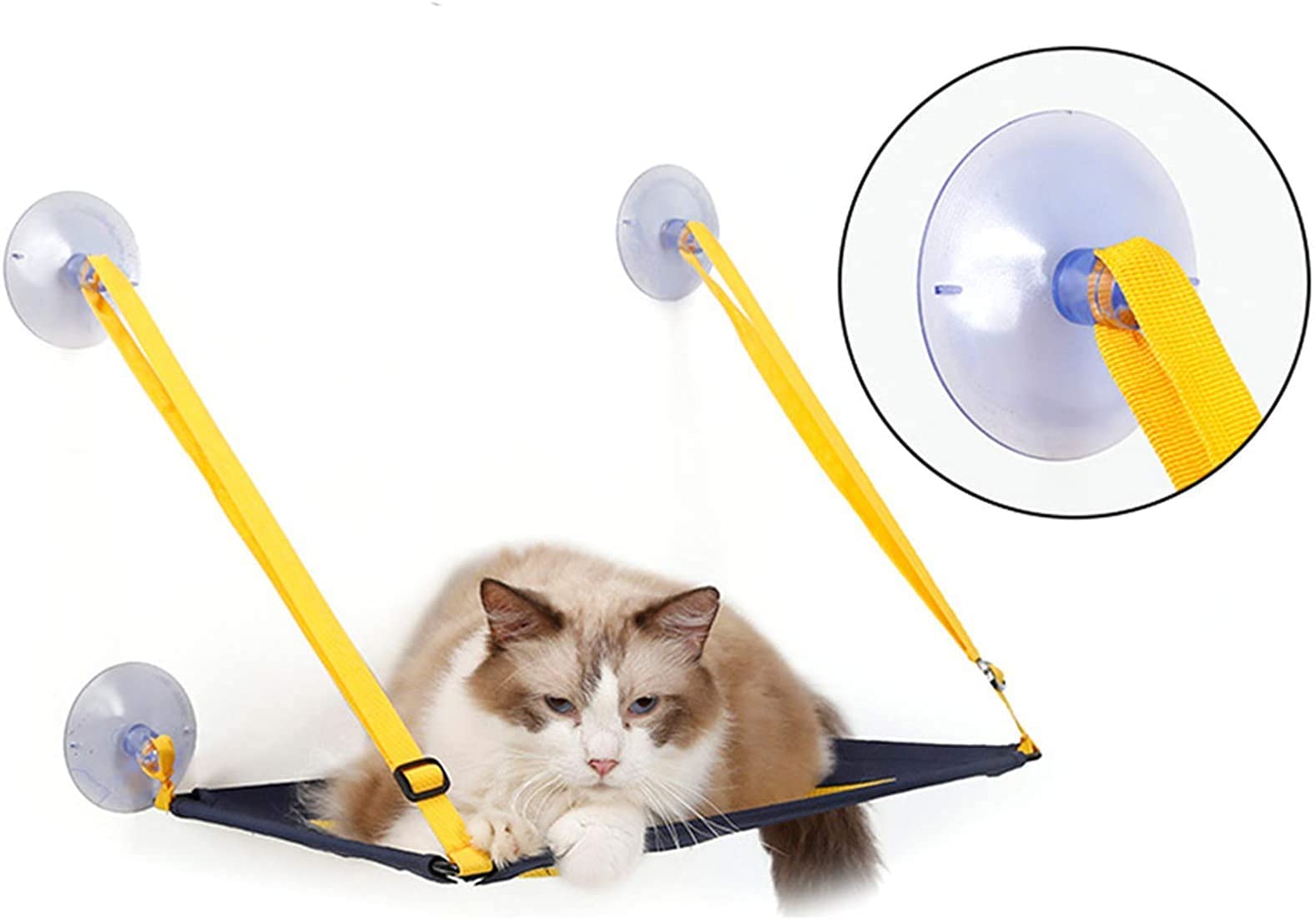 Hamaca para Gato Hamaca Ventana de Gato Ventana Perch Bed Asiento Hamaca para gatos Cama Hamaca colgante para gatos montada en la ventana con 4 ventosas de alta resistencia Sostiene hasta 44 libras, c