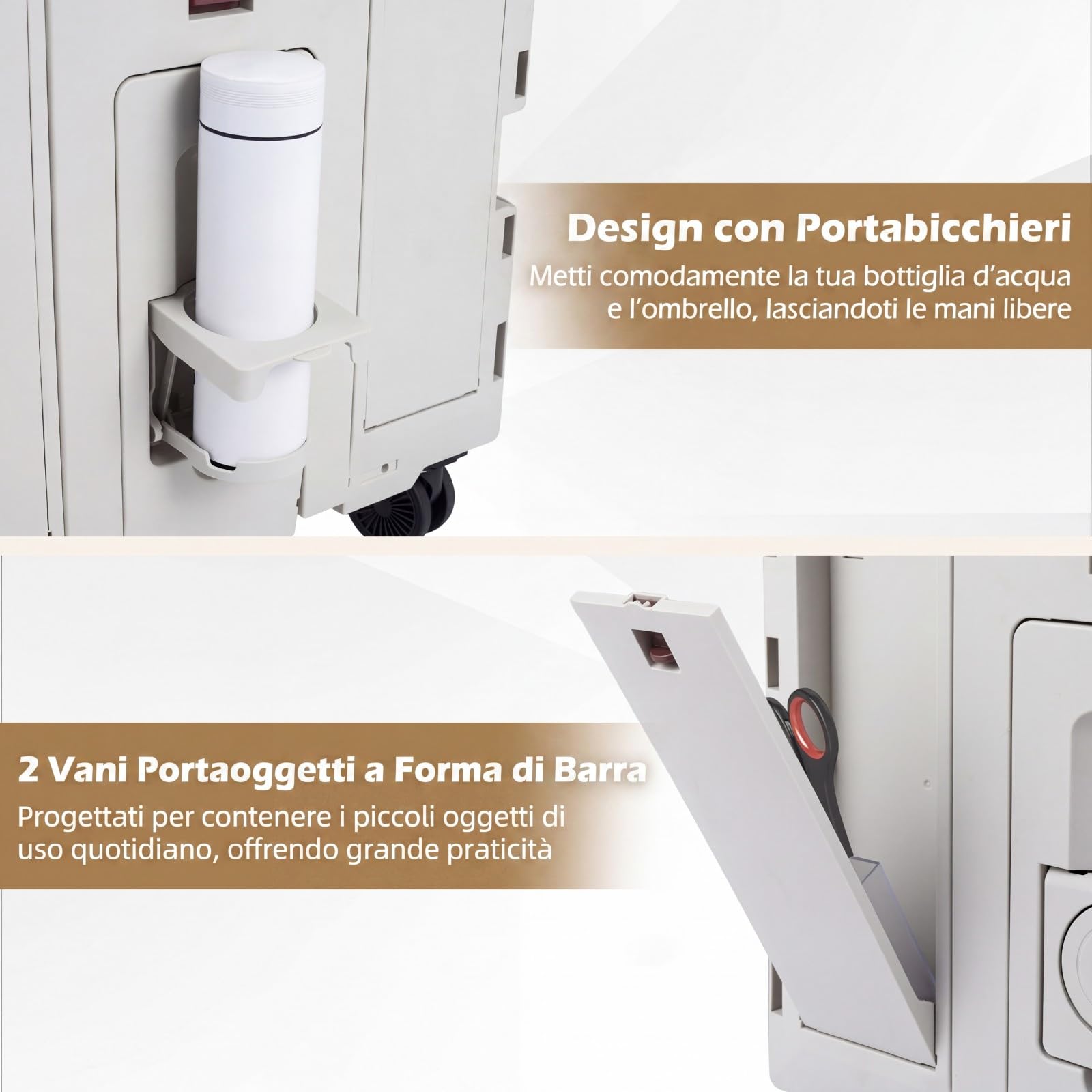 COSTWAY Carrello Spesa con 4 Ruote, 75 L, Carrellino Pieghevole con Manico Telescopico e Regolabile e Coperchio, Trolley Portatutto per Shopping, Campeggio, Picnic e Attrezzi