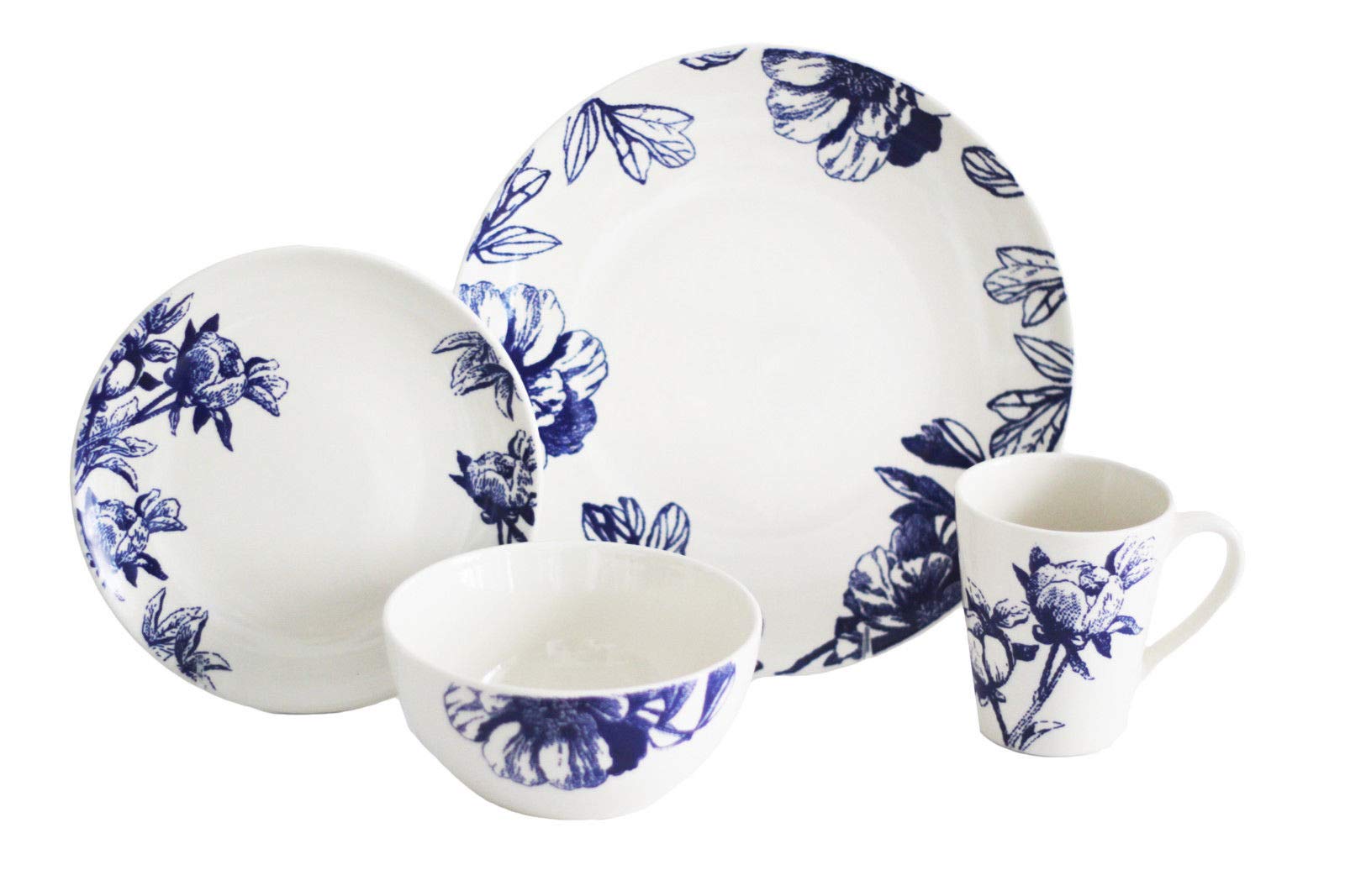 Baum Blue Floral Edge 16-Piece Dinnerware Set