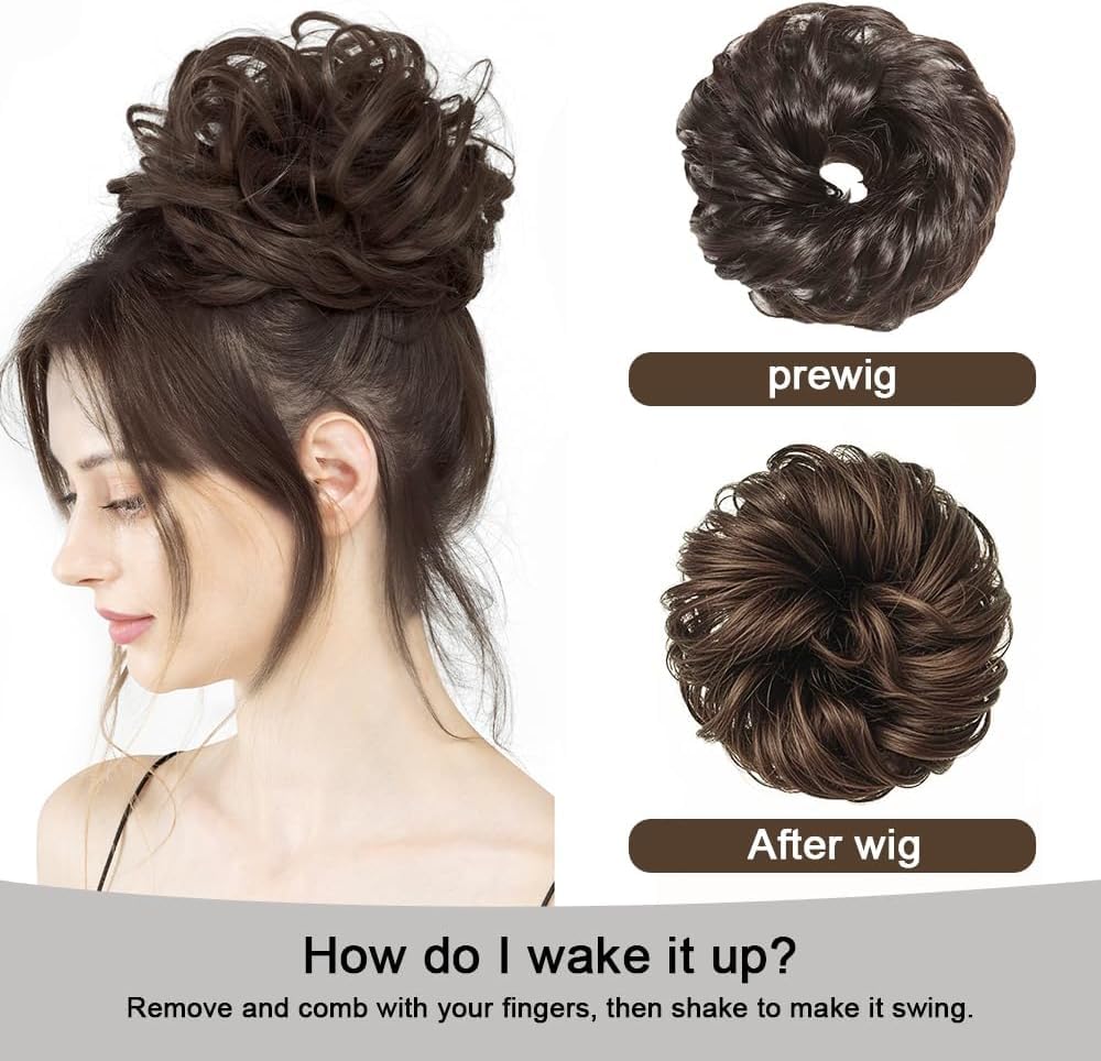 XFSRG Bun Hairpiece with Elastic Band, Hair Extensions, Girls Hairpieces for Thin Hair, Synthetic Hairpiece, Headband, Braid, Hair Extension, Suitable for Weddings, Parties (D) - Image 4