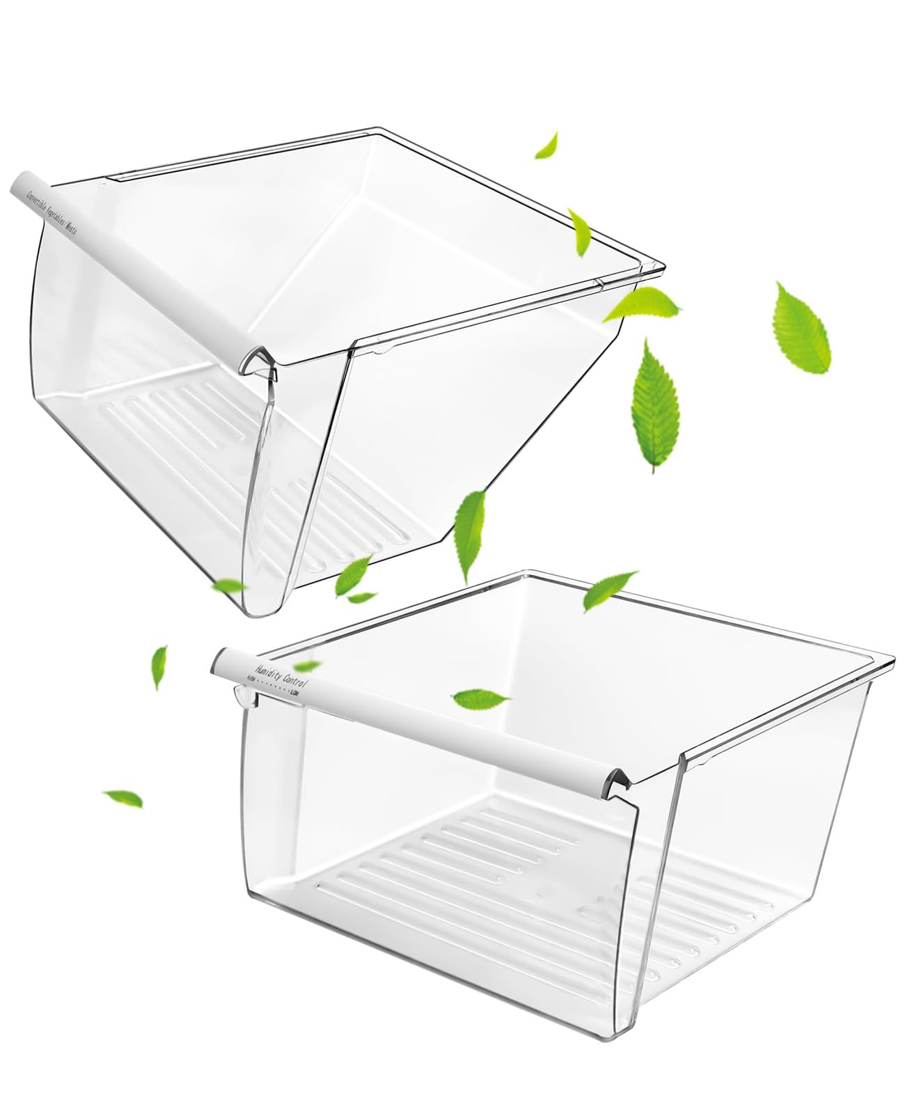 [2 Pack] 2188656 Refrigerator Crisper Drawer (Upper) & 2188664 Crisper Drawer Replacement (Lower) Compatible with Whirlpool Kenmore refrigerator