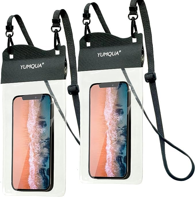 Large Waterproof Phone Bag 2 Pack, IPX8 Waterproof Phone Pouch Compatible with iPhone15 14 13 12 11 Pro Max/8 Plus Galaxy S23 Ultra S22 S20+ Pixel 4 XL up to 7.5 Inch, Black