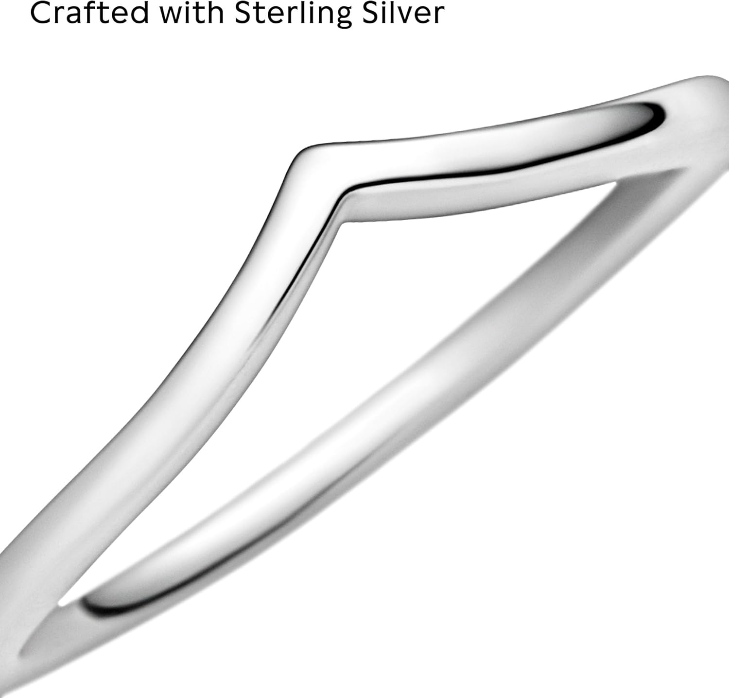 Pandora Polished Wishbone Ring - Minimalist Chevron Shape Ring - Stackable Sterling Silver Ring for Women - Gift for Her - Sterling Silver - With Gift Box