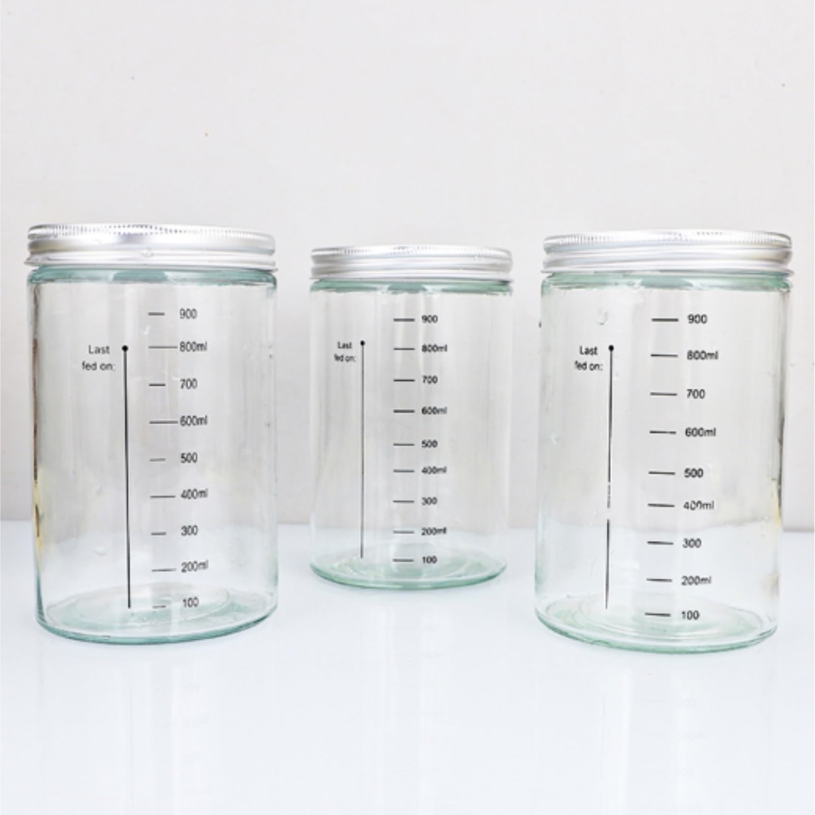 Contenitori Cucina, Glass Jars 3 Confezioni Di Barattoli Vetro Con Coperchi Sigillanti, Contenitori Segni Misurazione Muesli Domestica(10.5x19.5cm)