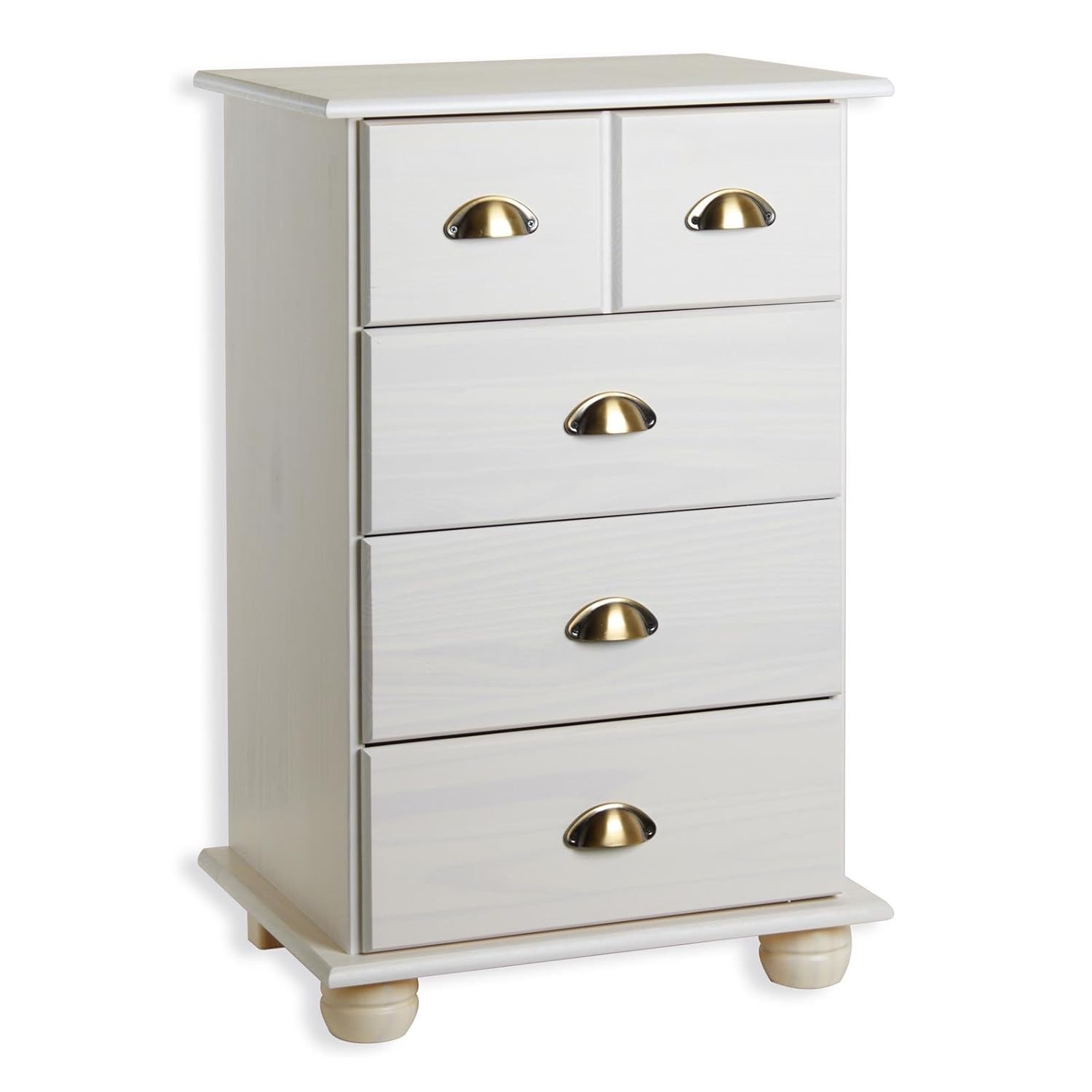 IDIMEX Apothekerkommode Colmar, schöne Kommode mit 4 Schubladen, zeiloser Apothekerschrank aus massiver Kiefer in weiß, praktisches Sideboard mit…