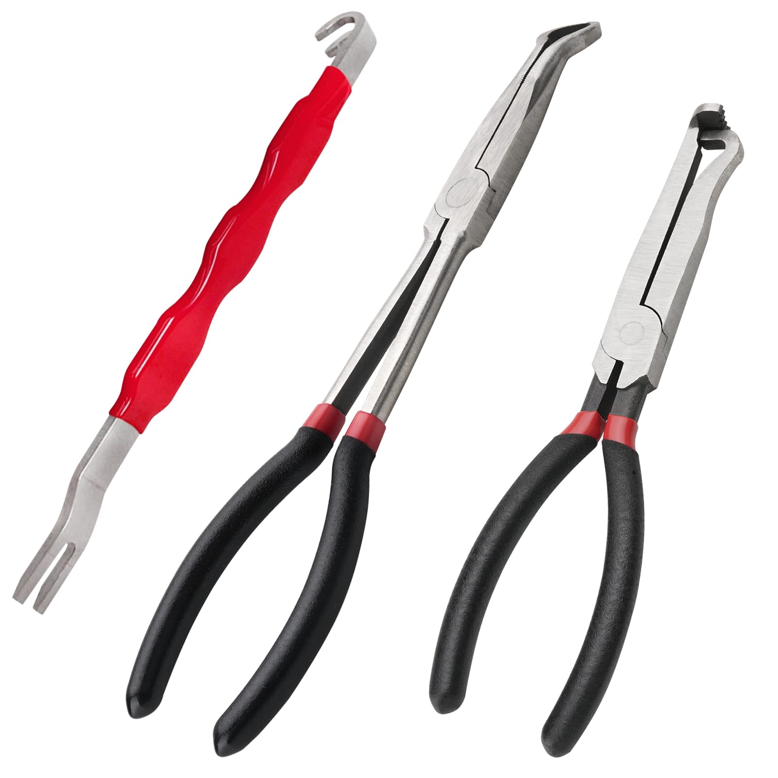 Electrical Disconnect Pliers Electrical Connector for Cars Straight and 60°Bend Fuel Line Petrol Clip Pipe Pliers with Double-Head Separator Automotive Remove Tools