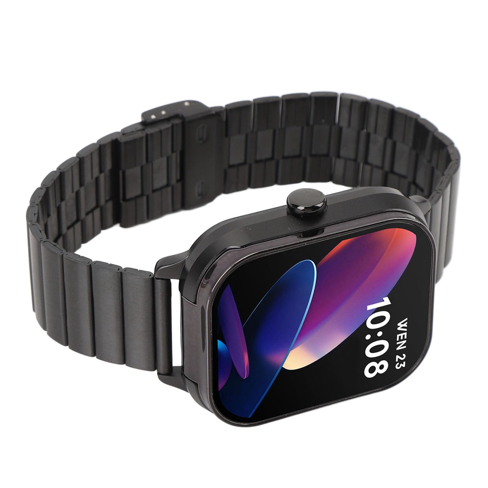 Generic Earmphone Smart Watch, NFC Smart Fitness w 1 2,01 -calowy TFT Wireless z Wibracyjnymi Przypomnieniem, Aby wykonać ćwiczenie (Czarny ze stalowym paskiem)