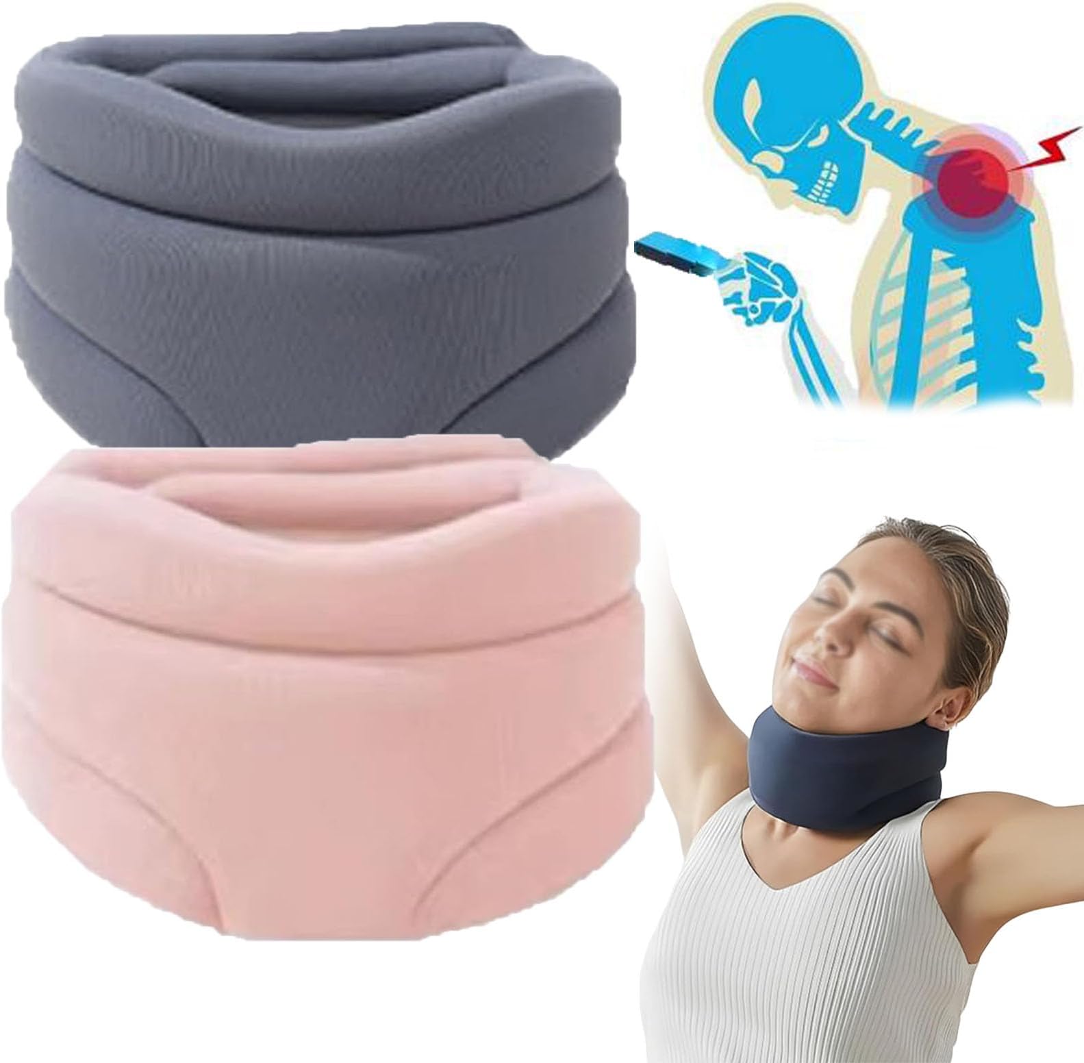 Vitavix Neck Support for Snoring, Cervicorrect Neck Brace by Healthy Lab Co, Neck Brace for Neck Pain and Support (2PCS,B)