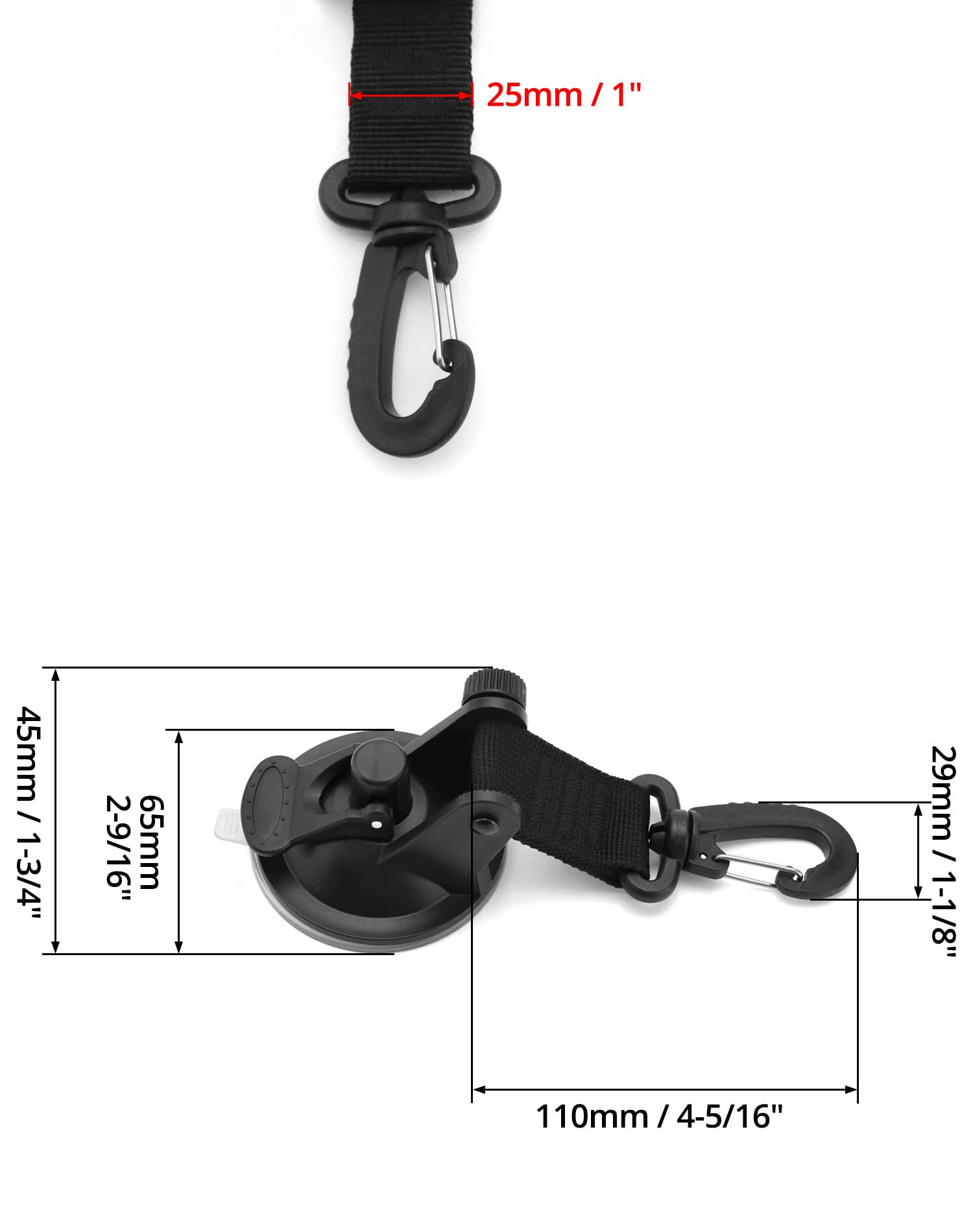 QWORK 4 Pezzi Ventose Per Carichi Pesanti - Multiuso Per Casa, Auto, Campeggio, Fino A 10kg Ciascuna