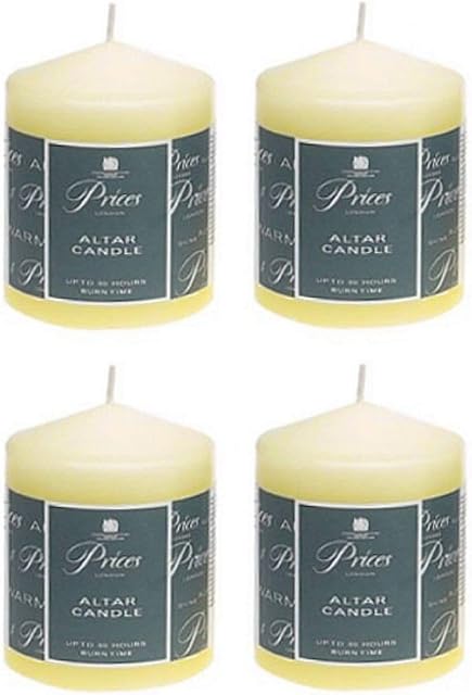 4 x Prices Ivory Altar Candle 100mm X 80mm 50 Hours Burn Time