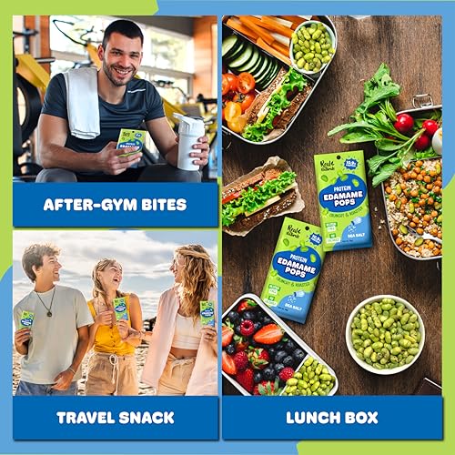 Image of Crunchy roasted Edamame Beans snack (10 Pack sea salt) high Protein snack dry roasted edamame. Healthy keto snacks for adults & kids low carb vegan protein snacks vegan gluten free. Japanese food