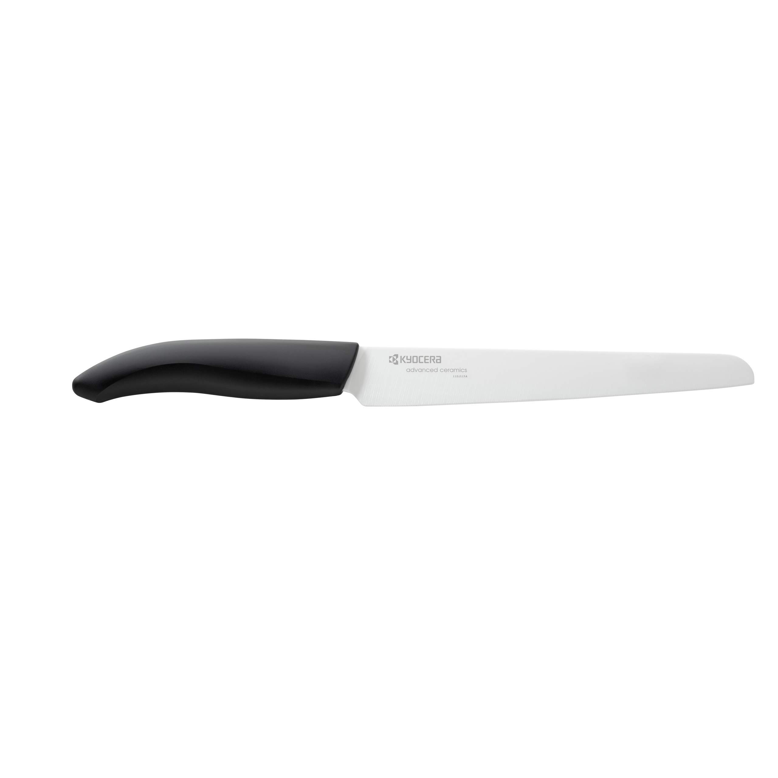 Kyocera Advanced Ceramic Revolution Series 7-inch Serrated Slicing Bread Knife, Black Handle, White Blade