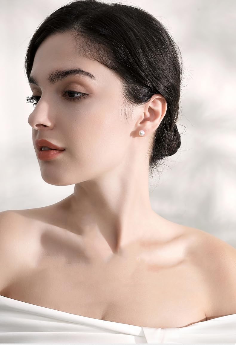 Gifts for Wife Anniversary 18K Gold Pearl Stud Earrings for Women- Genuine Handpicked Nature Akoya Pearls Earring- Birthday Christmas Mothers Day Valentine's Day Jewelry Gifts, 7.5-8mm, 18k - Image 4