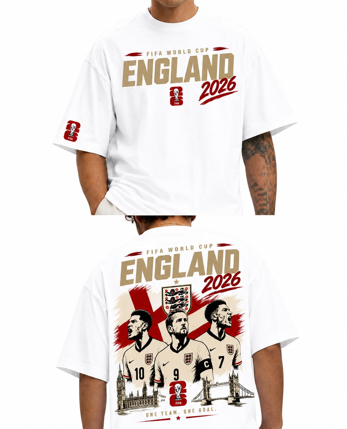 the print platter England FIFA World Cup 2026 Black Oversized T-Shirt-picture-33