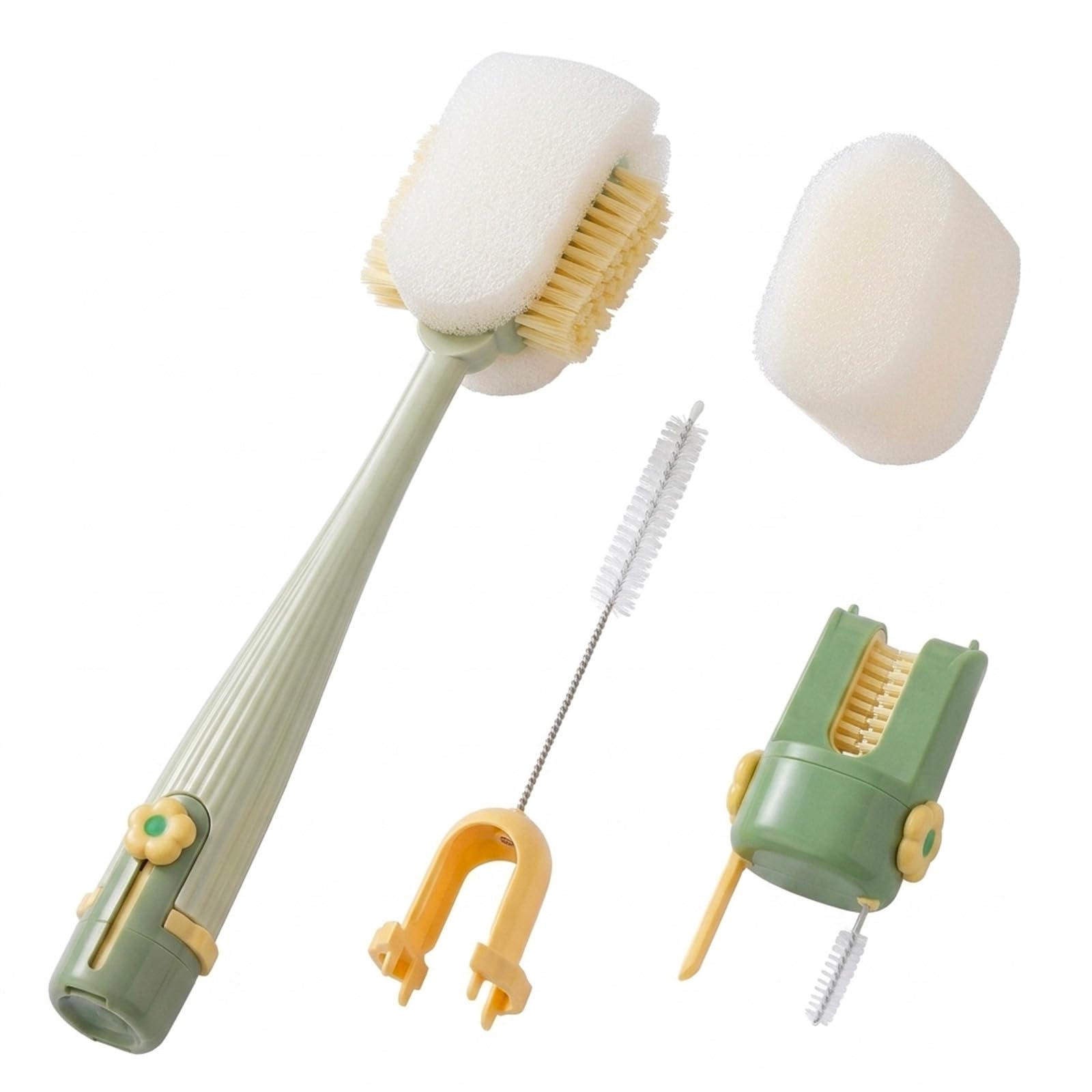 Bottle Cleaner Brush, Multi Functional Cleaning Brush with 5 in 1 Design, Ideal for Bottle and Straw Cleaning, Green Colour