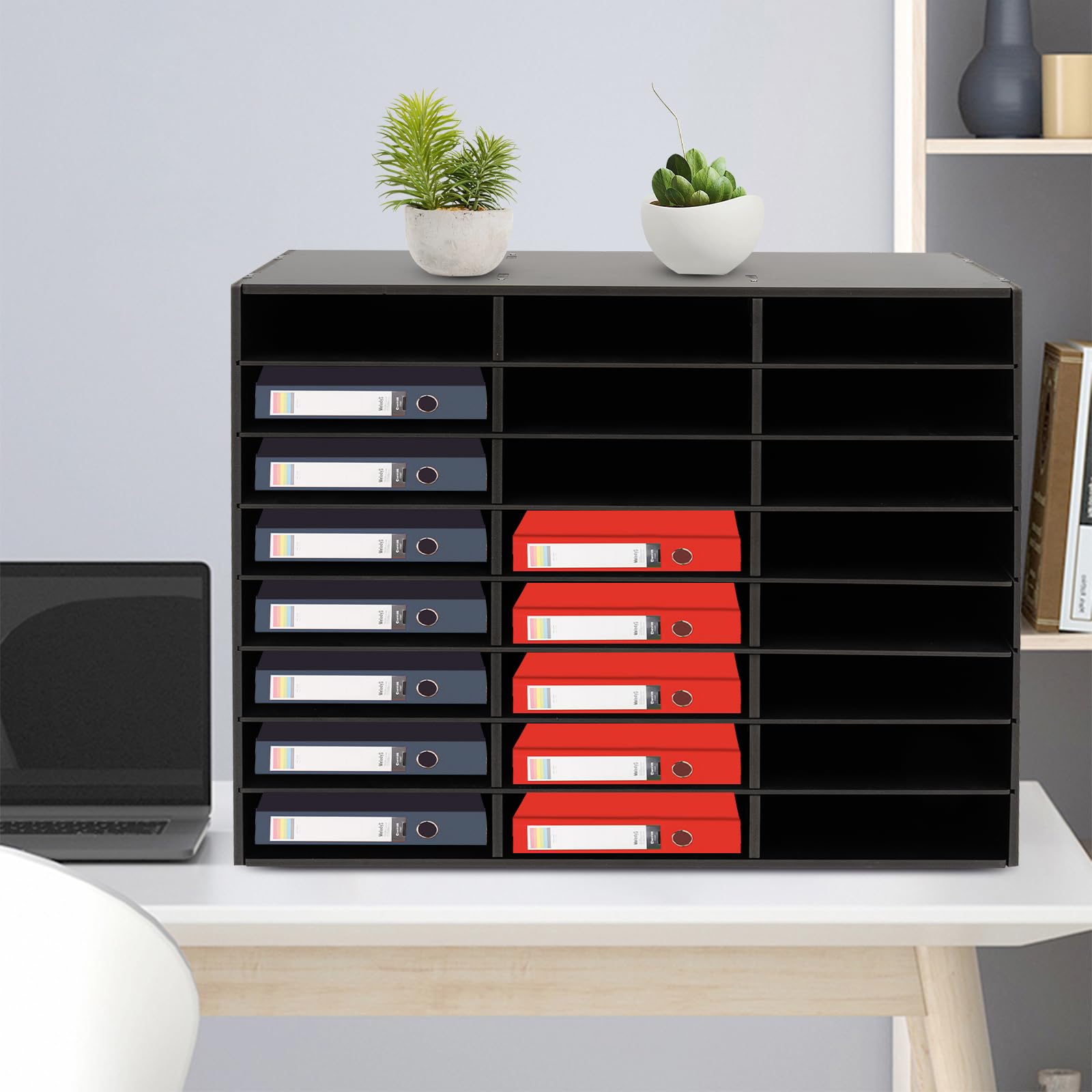Vaschetta porta documenti con 24 scomparti regolabili, per documenti, per ufficio, casa