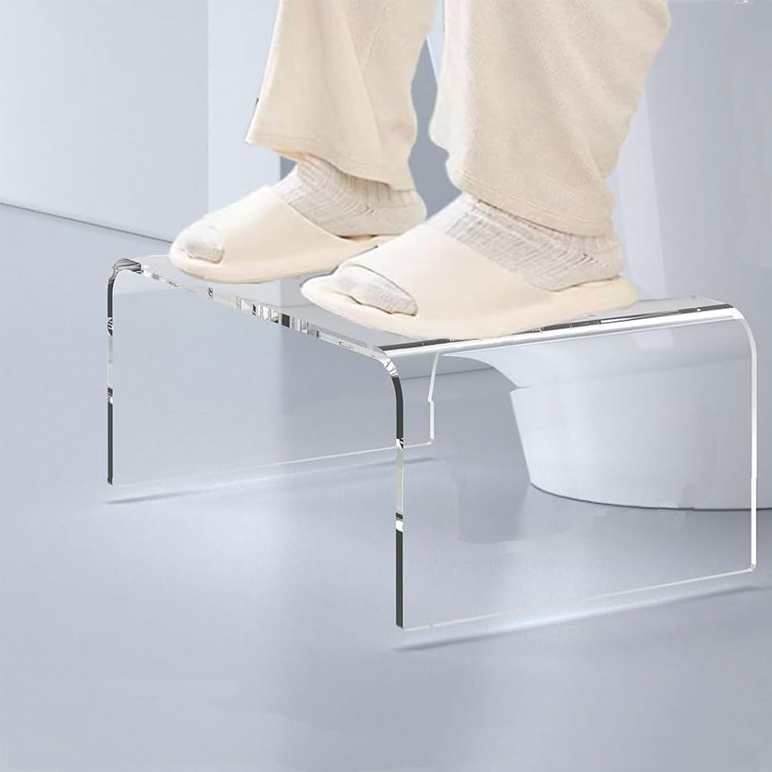 Acryl-Toilettenhocker im Kniebeugen-Set, 2 Stück, Hocker, Toilettenhocker für Erwachsene und Kinder, modernes Design, passt leicht in jedes Badezimmer (transparent, 2 Stück)