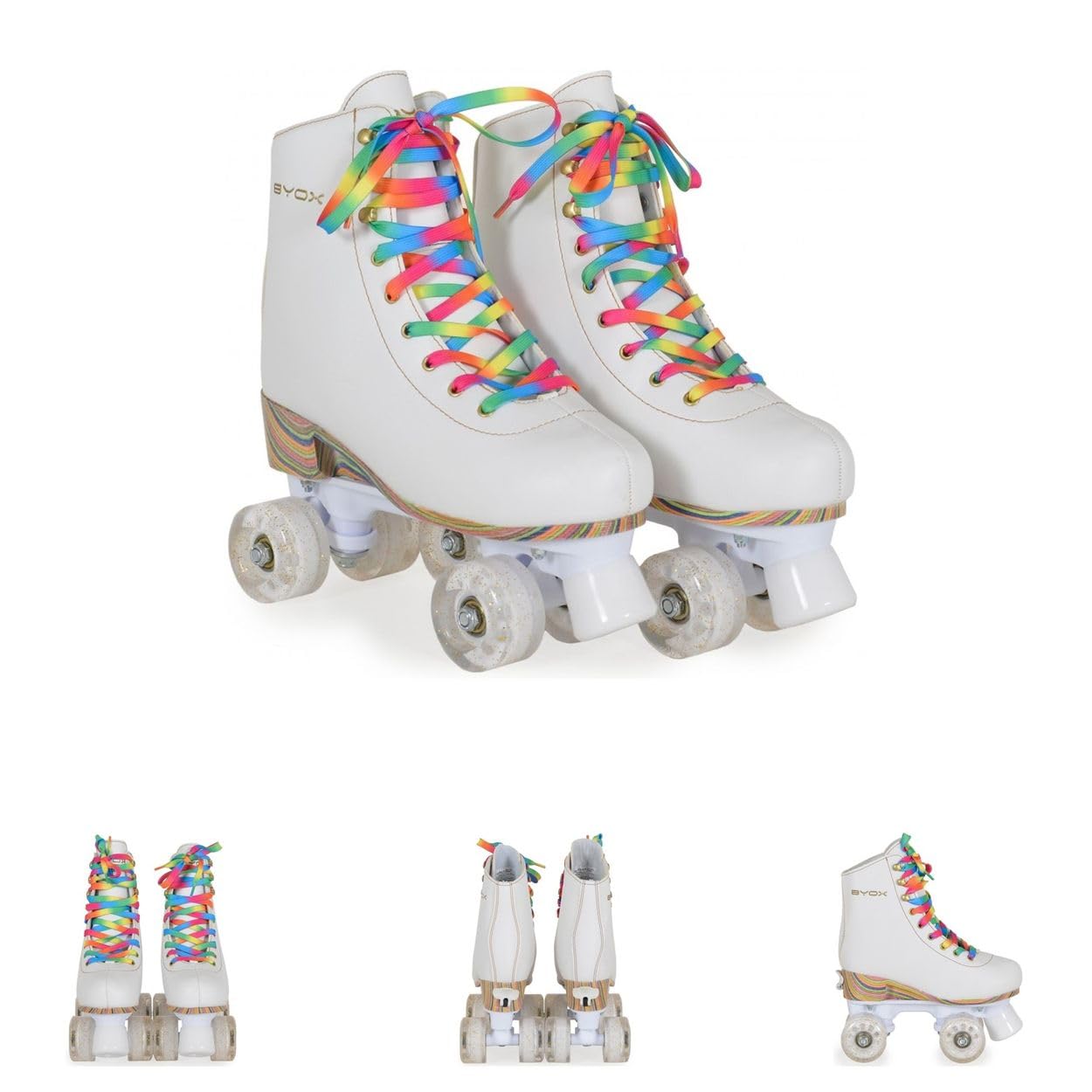 Rollschuhe Donna weiß, PU-Rollen mit Glitzer, ABEC-5 Lager, versch. Größen Gr. XS (27-30)